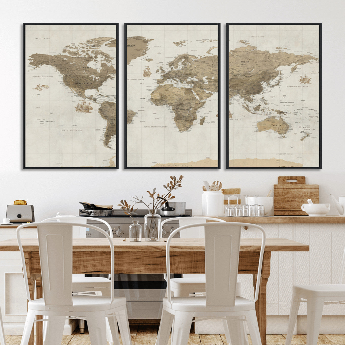 28283260-MGV-CV-36X24 - World Map Wall Art Canvas Print, Modern Decorative Framed Map Artwork Prints for Living Room, Office, Bedroom Wall Decor