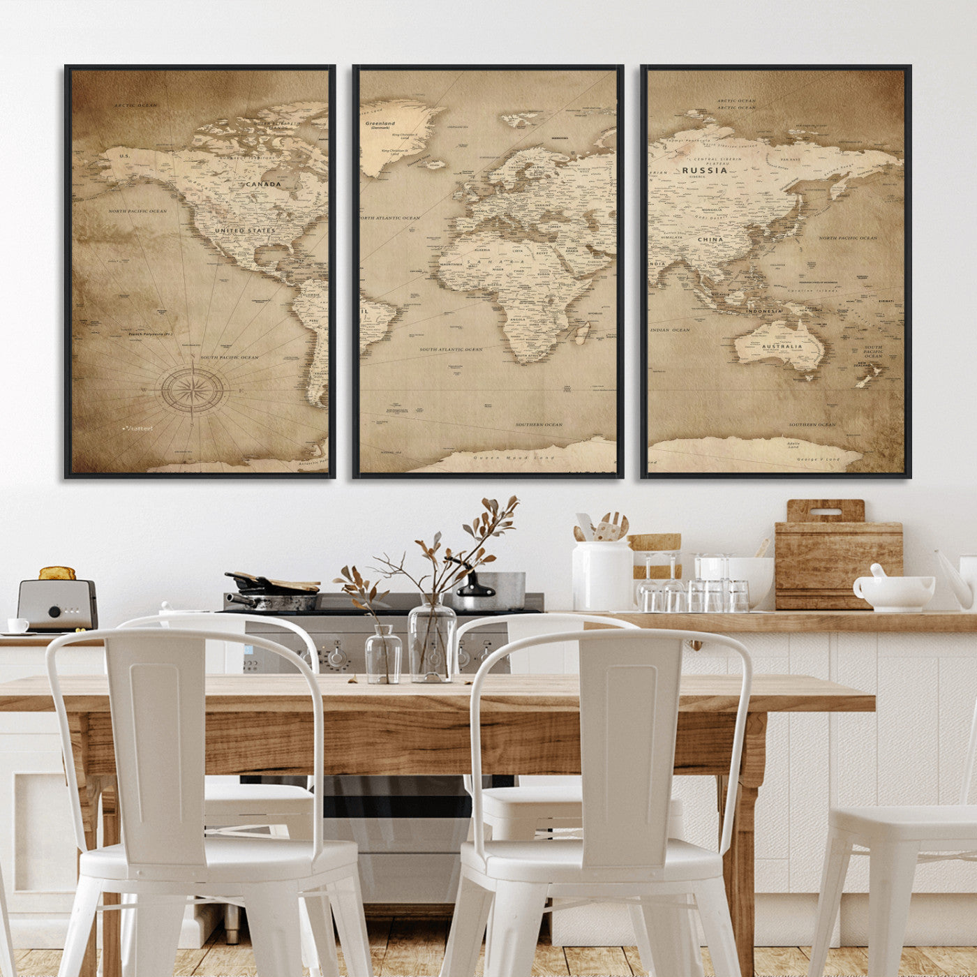 34795134-MGV-CV-36X24 - World Map Wall Art Canvas Print, Modern Decorative Framed Map Artwork Prints for Living Room, Office, Bedroom Wall Decor