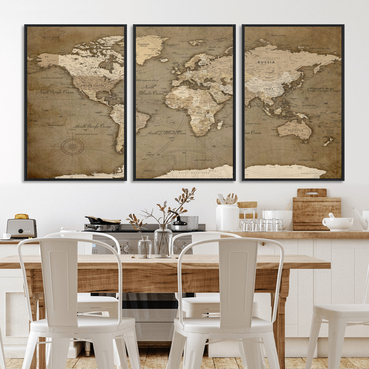 82314635-MGV-CV-36X24 - World Map Wall Art Canvas Print, Modern Decorative Framed Map Artwork Prints for Living Room, Office, Bedroom Wall Decor