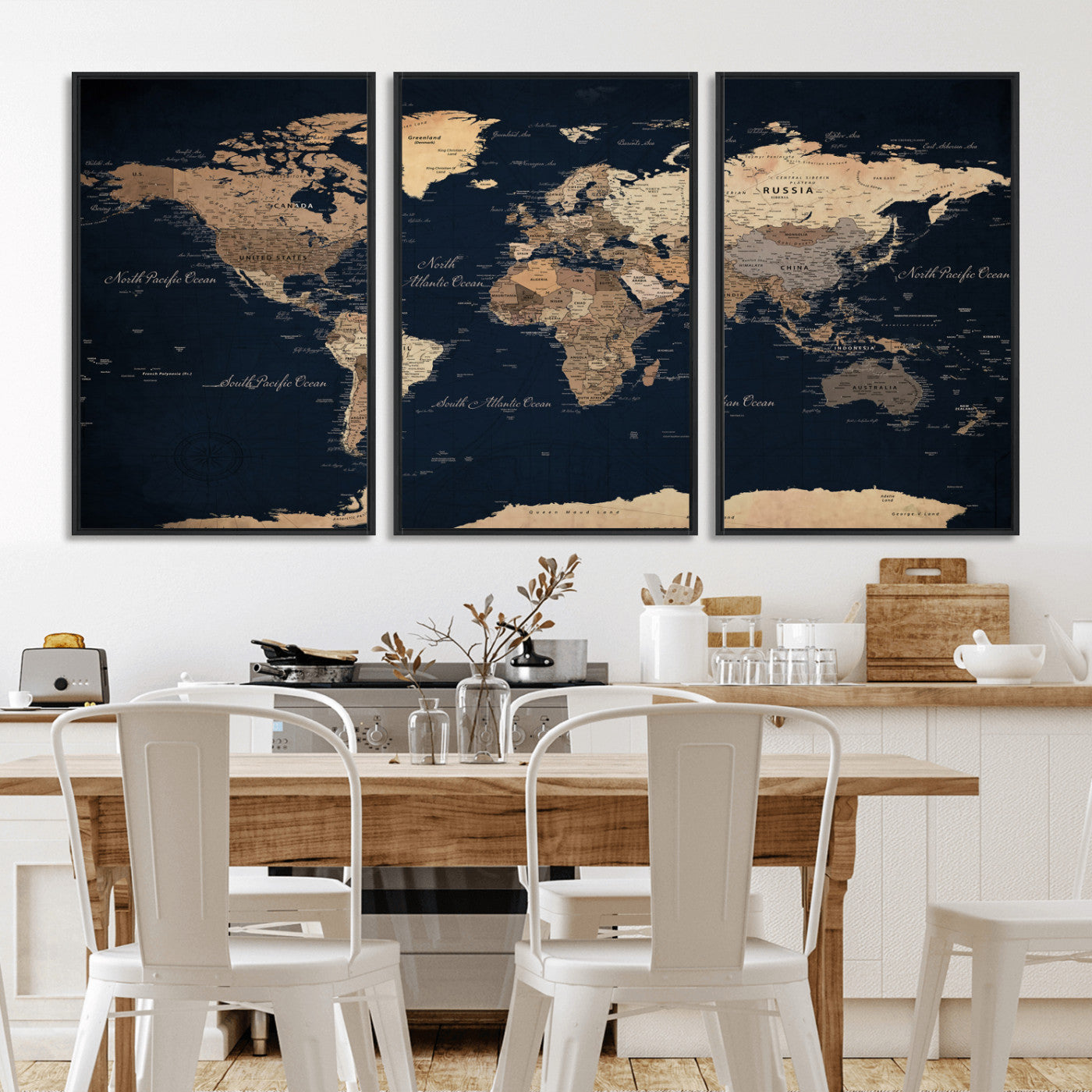 53971530-MGV-CV-36X24 - World Map Wall Art Canvas Print, Modern Decorative Framed Map Artwork Prints for Living Room, Office, Bedroom Wall Decor