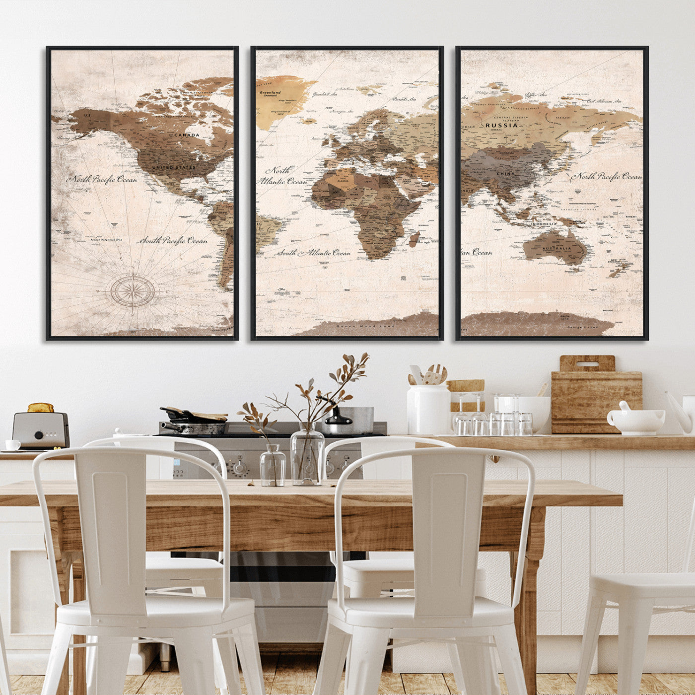 38923639-MGV-CV-36X24 - World Map Wall Art Canvas Print, Modern Decorative Framed Map Artwork Prints for Living Room, Office, Bedroom Wall Decor