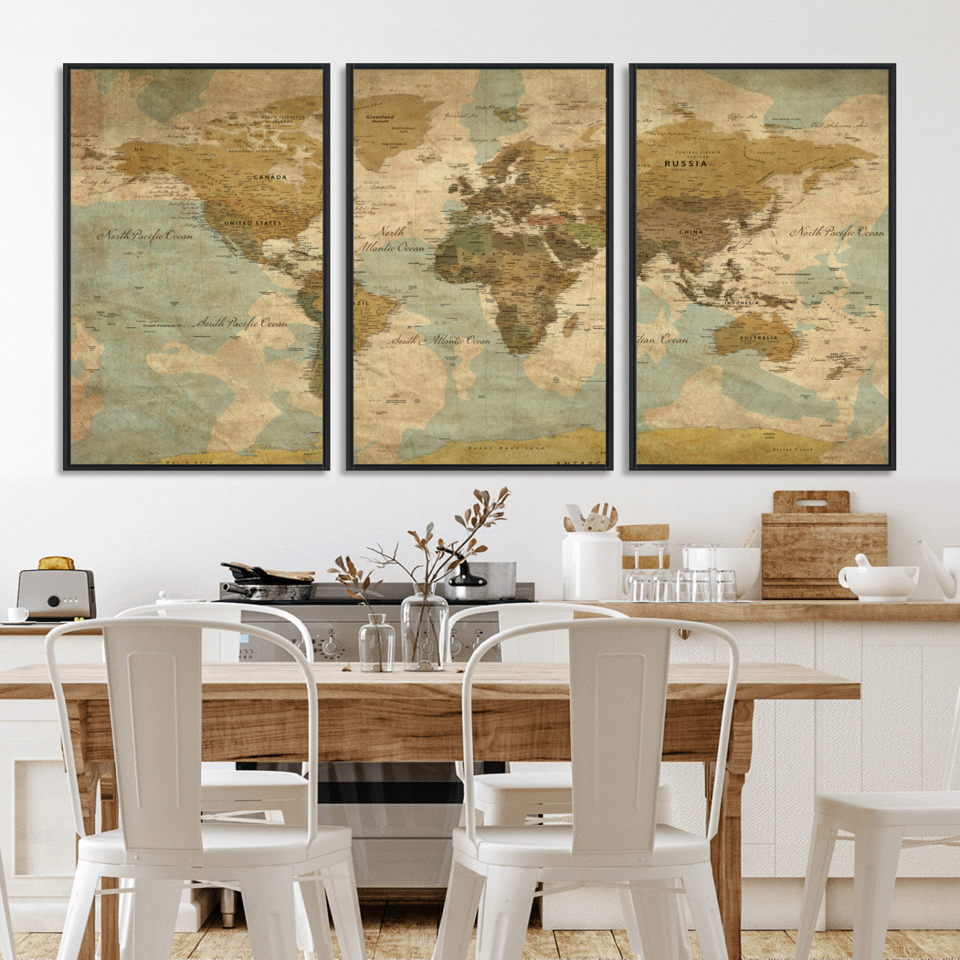 89356927-MGV-CV-36X24 - World Map Wall Art Canvas Print, Modern Decorative Framed Map Artwork Prints for Living Room, Office, Bedroom Wall Decor