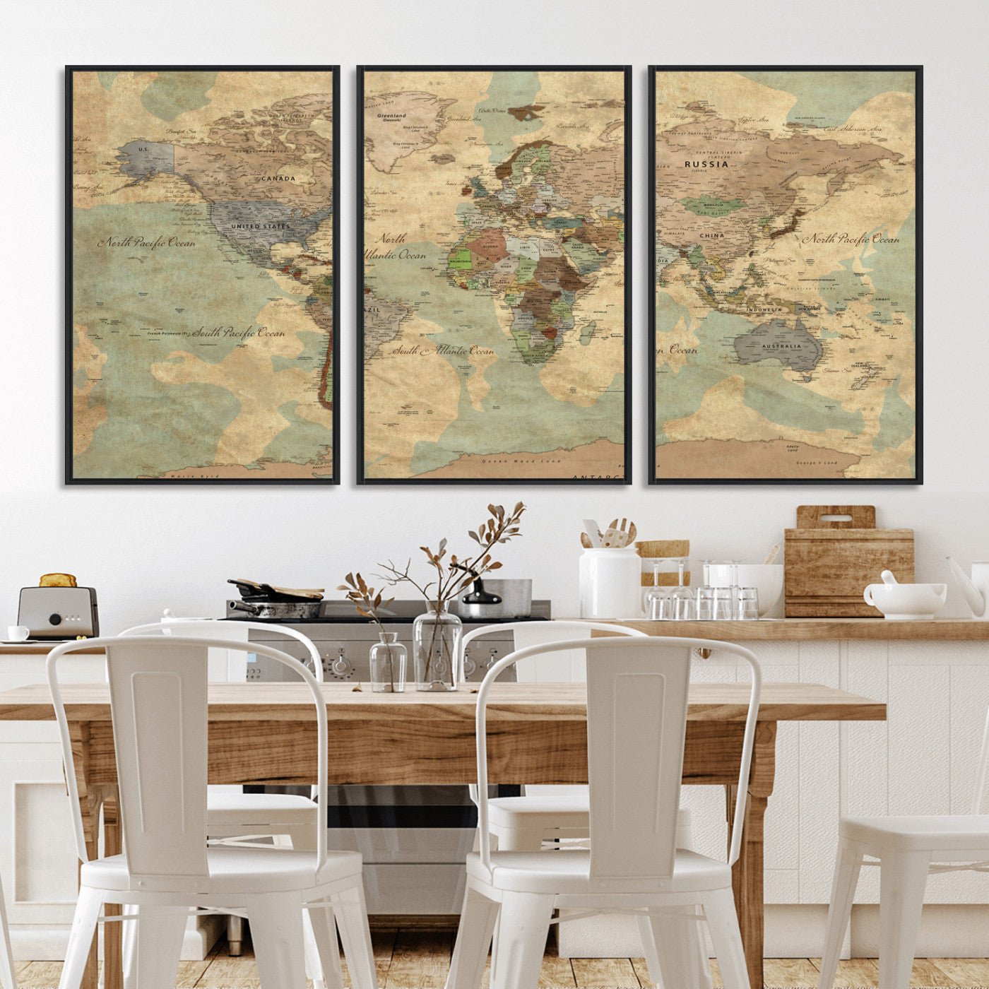 72396478-MGV-CV-36X24 - World Map Wall Art Canvas Print, Modern Decorative Framed Map Artwork Prints for Living Room, Office, Bedroom Wall Decor