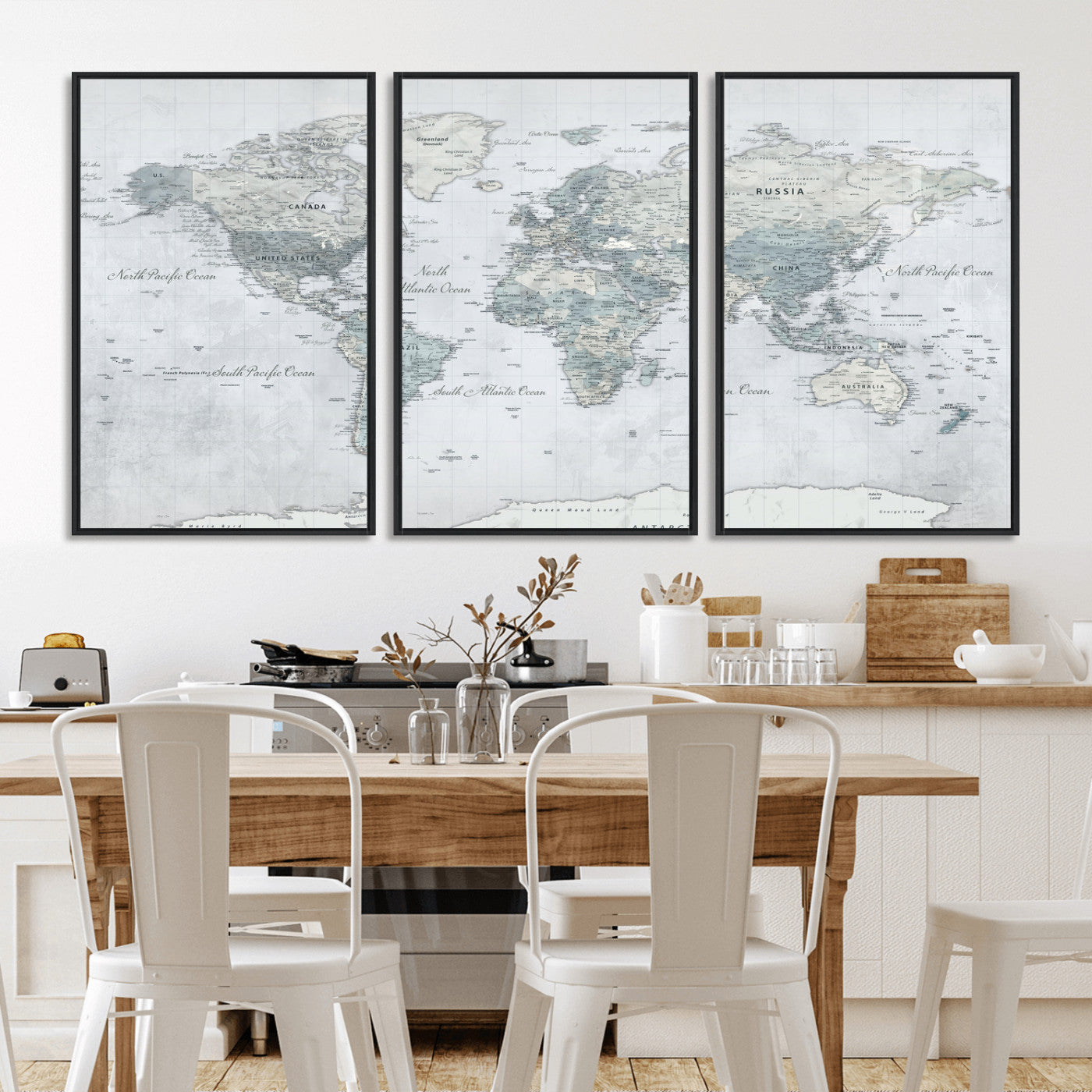 71091917-MGV-CV-36X24 - World Map Wall Art Canvas Print, Modern Decorative Framed Map Artwork Prints for Living Room, Office, Bedroom Wall Decor