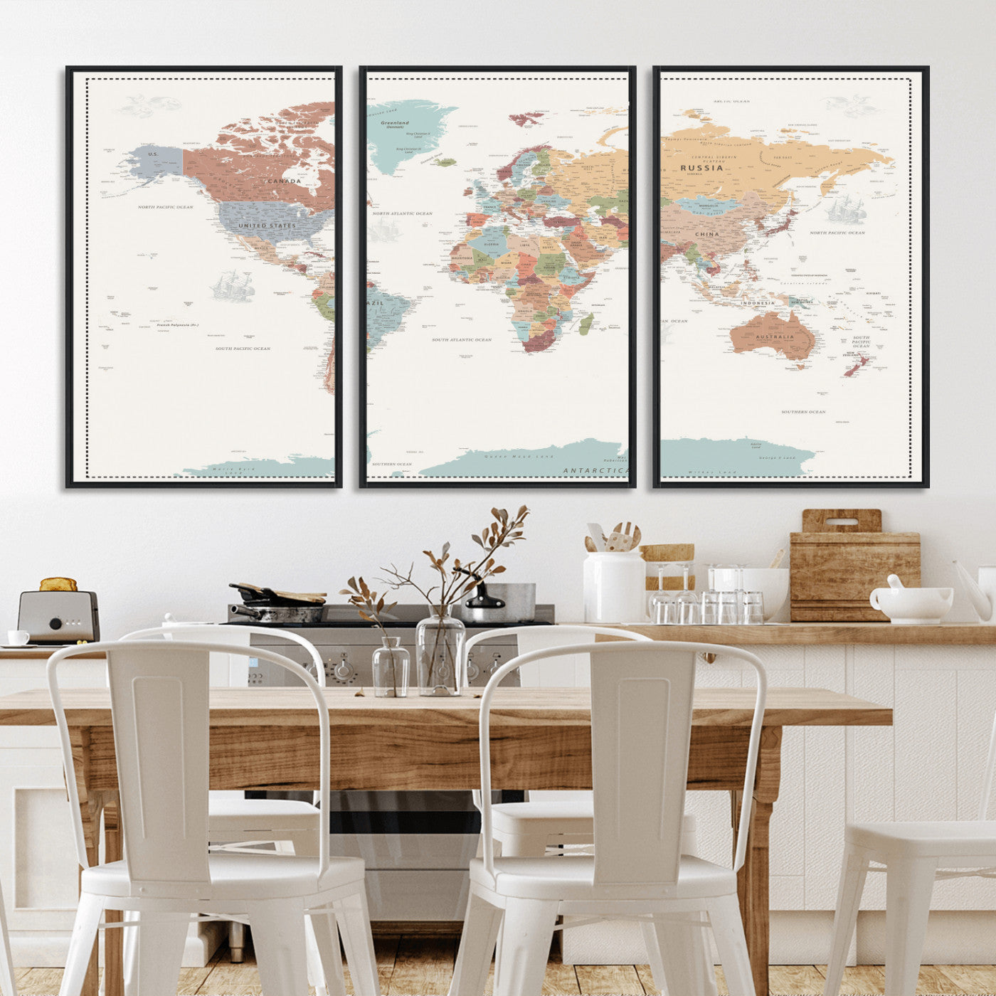 63447567-MGV-CV-36X24 - World Map Wall Art Canvas Print, Modern Decorative Framed Map Artwork Prints for Living Room, Office, Bedroom Wall Decor
