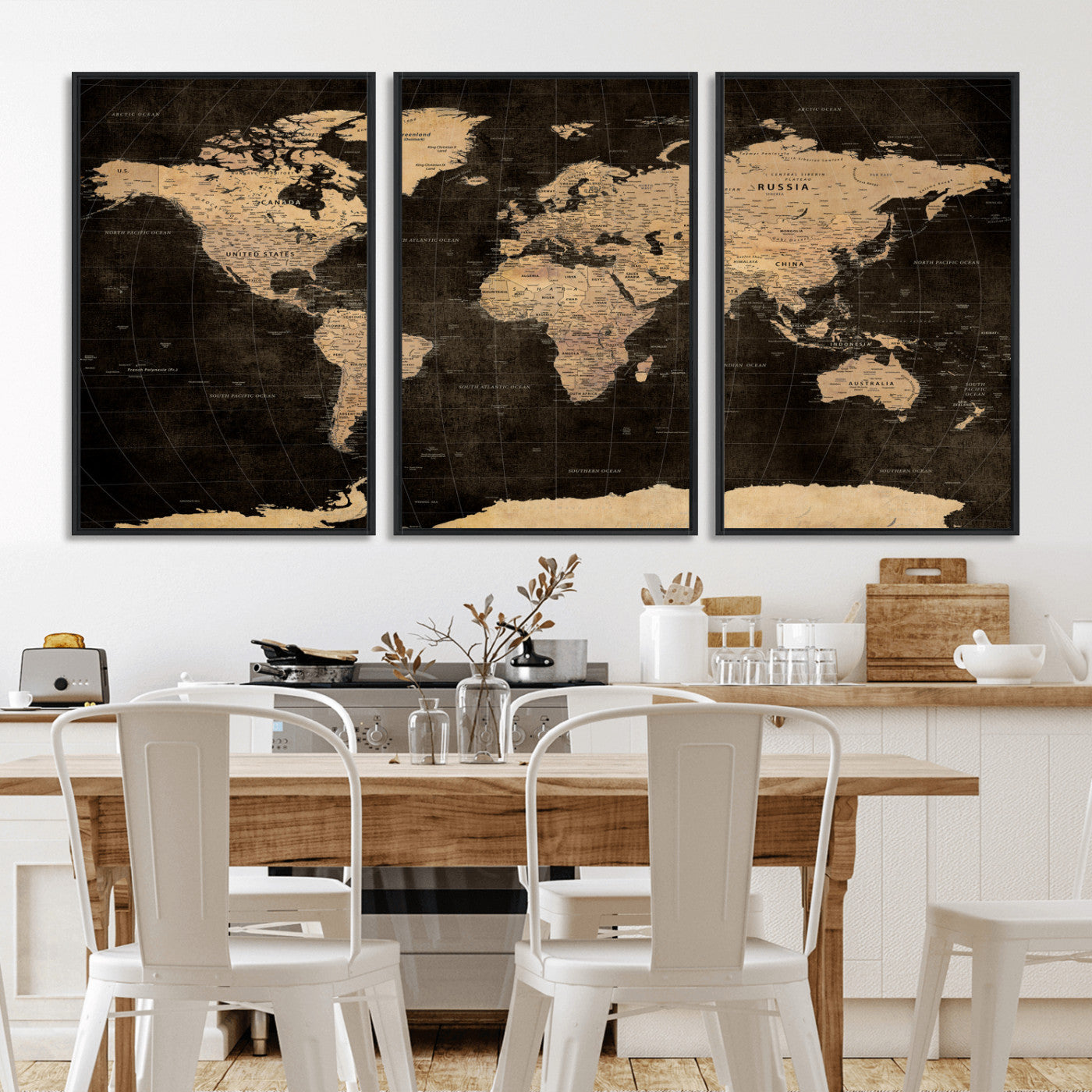 17790470-MGV-CV-36X24 - World Map Wall Art Canvas Print, Modern Decorative Framed Map Artwork Prints for Living Room, Office, Bedroom Wall Decor