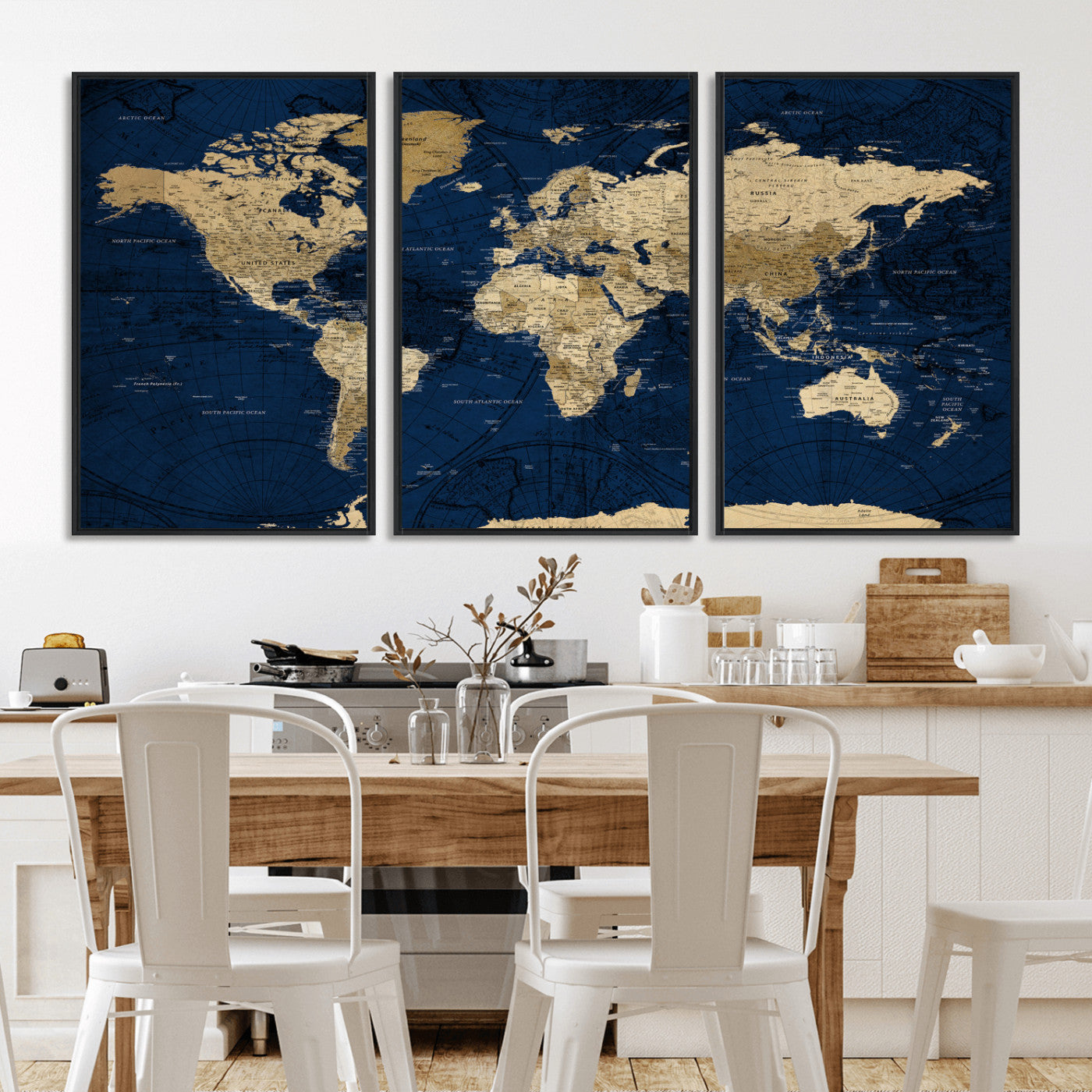 54770746-MGV-CV-36X24 - World Map Wall Art Canvas Print, Modern Decorative Framed Map Artwork Prints for Living Room, Office, Bedroom Wall Decor