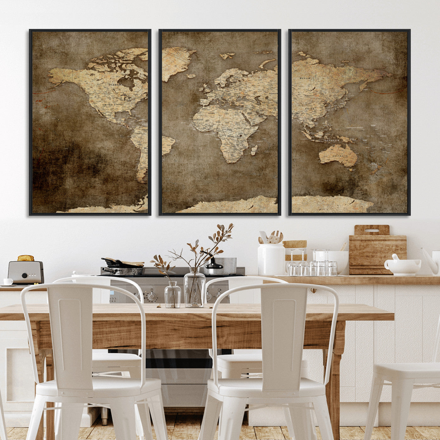 35847542-MGV-CV-36X24 - World Map Wall Art Canvas Print, Modern Decorative Framed Map Artwork Prints for Living Room, Office, Bedroom Wall Decor