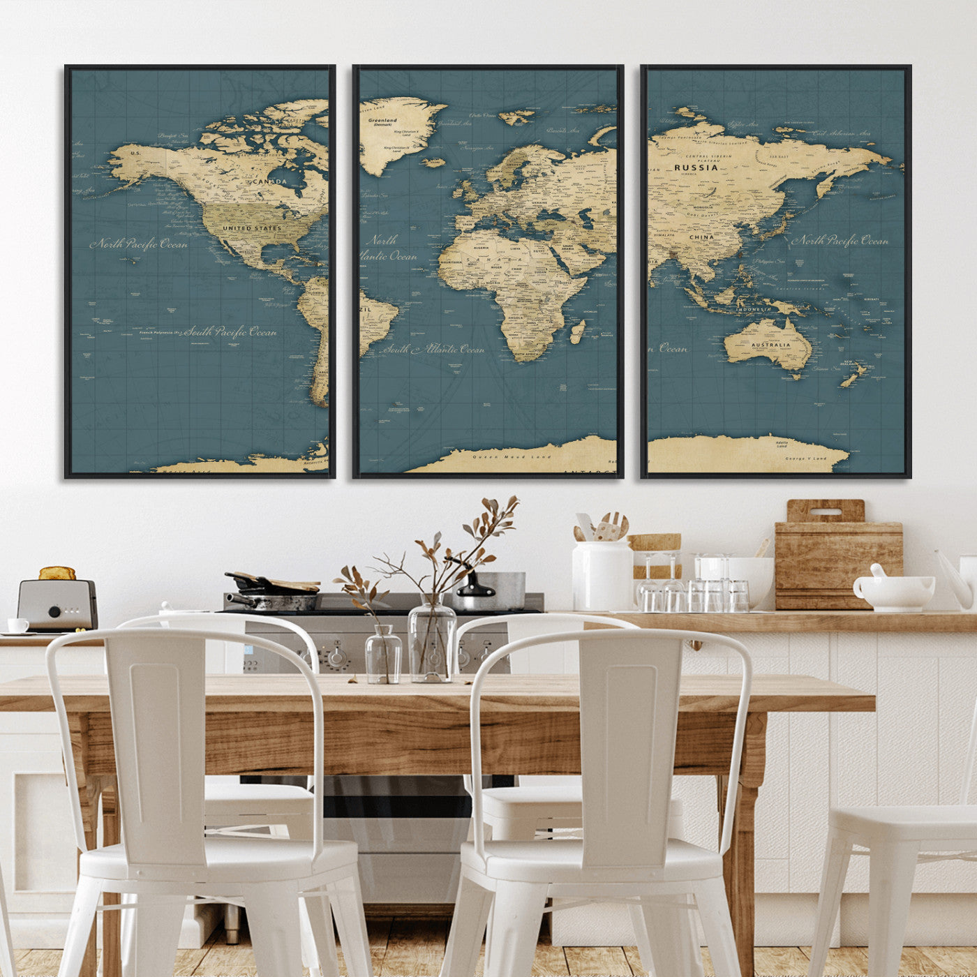 99599383-MGV-CV-36X24 - World Map Wall Art Canvas Print, Modern Decorative Framed Map Artwork Prints for Living Room, Office, Bedroom Wall Decor