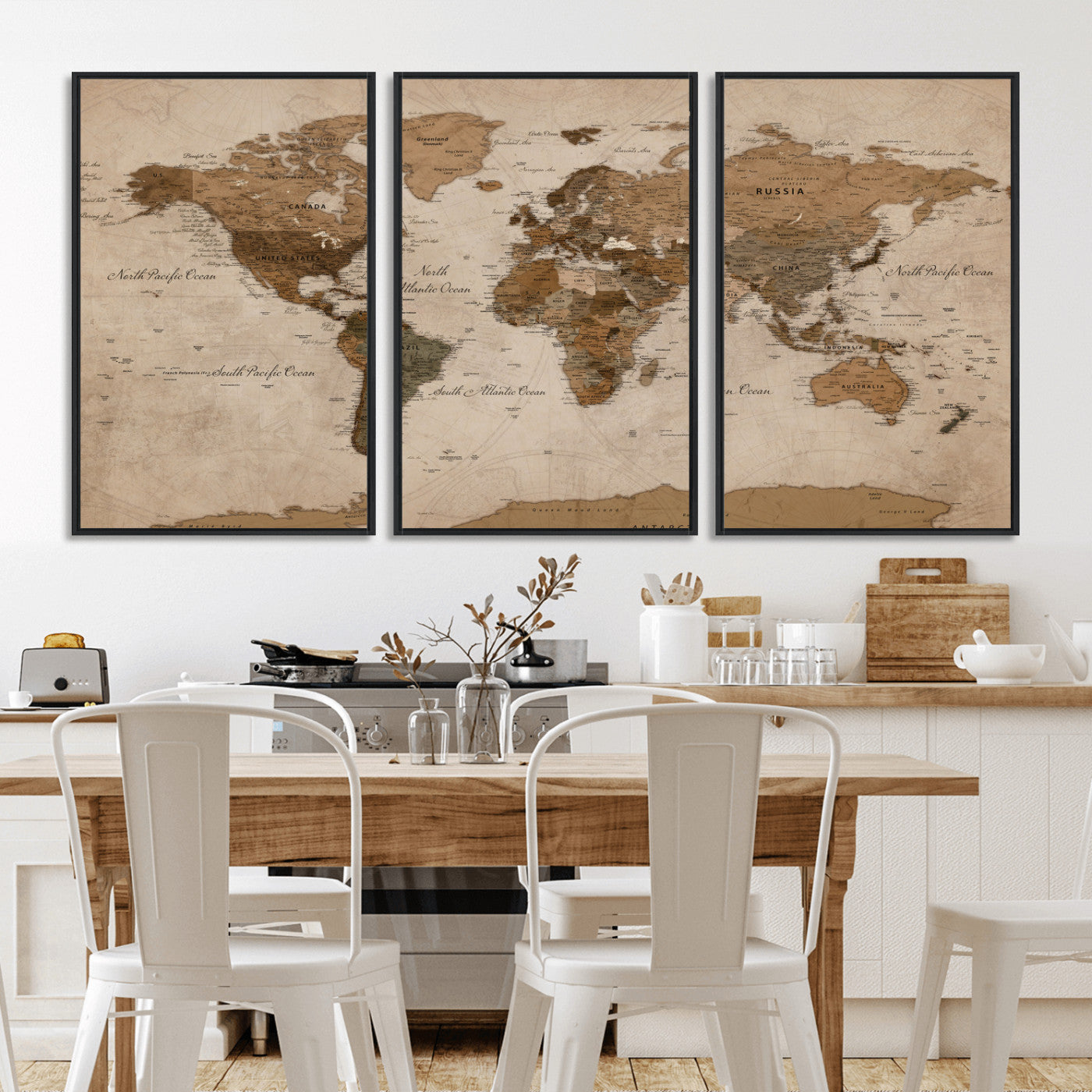 40064188-MGV-CV-36X24 - World Map Wall Art Canvas Print, Modern Decorative Framed Map Artwork Prints for Living Room, Office, Bedroom Wall Decor