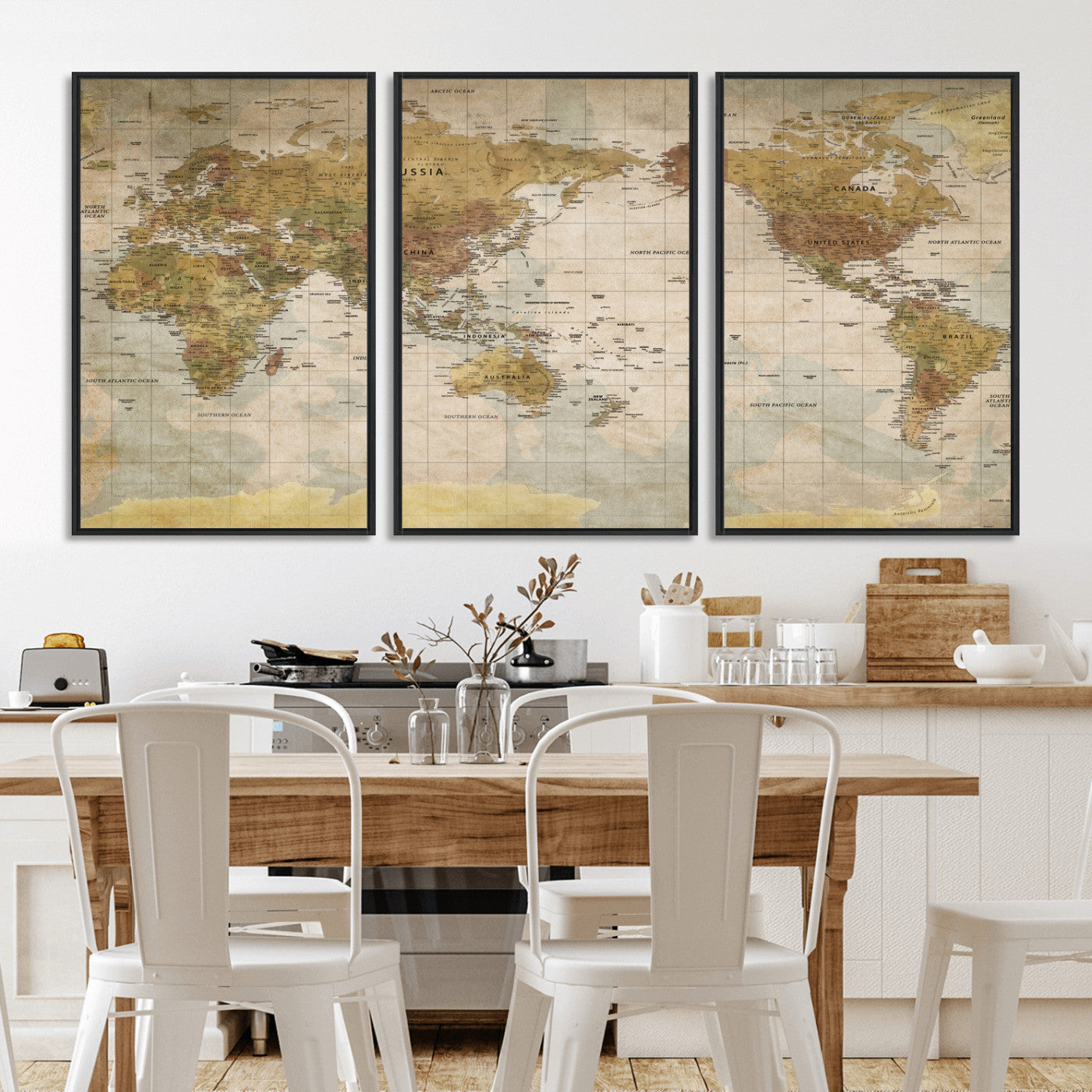 22305205-MGV-CV-36X24 - World Map Wall Art Canvas Print, Modern Decorative Framed Map Artwork Prints for Living Room, Office, Bedroom Wall Decor