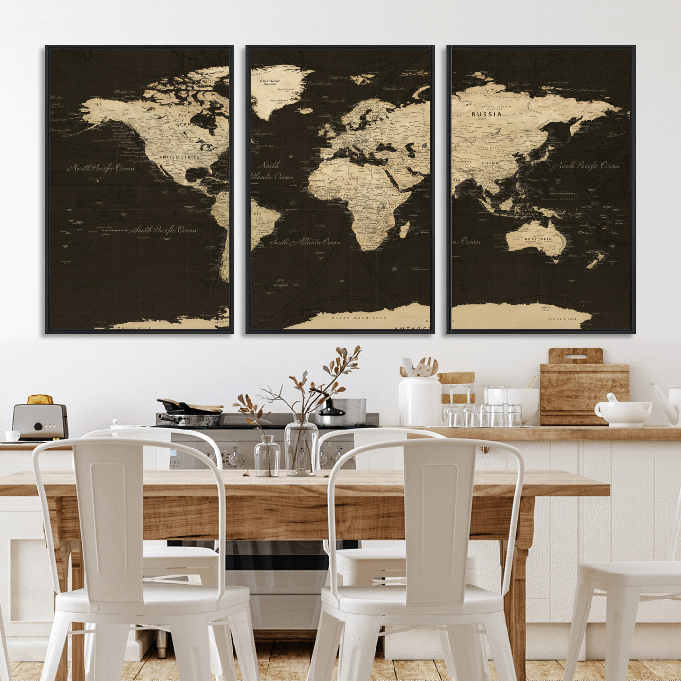 89024244-MGV-CV-36X24 - World Map Wall Art Canvas Print, Modern Decorative Framed Map Artwork Prints for Living Room, Office, Bedroom Wall Decor