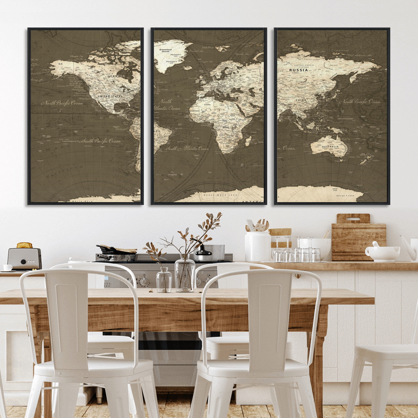 33202610-MGV-CV-36X24 - World Map Wall Art Canvas Print, Modern Decorative Framed Map Artwork Prints for Living Room, Office, Bedroom Wall Decor