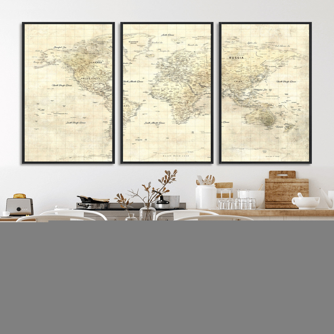 17101439-MGV-CV-36X24 - World Map Wall Art Canvas Print, Modern Decorative Framed Map Artwork Prints for Living Room, Office, Bedroom Wall Decor