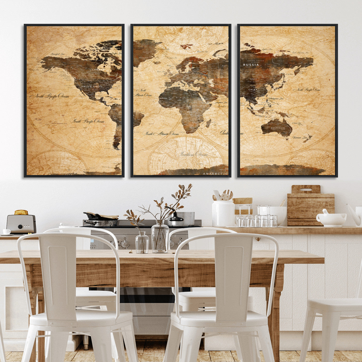 63156625-MGV-CV-36X24 - World Map Wall Art Canvas Print, Modern Decorative Framed Map Artwork Prints for Living Room, Office, Bedroom Wall Decor