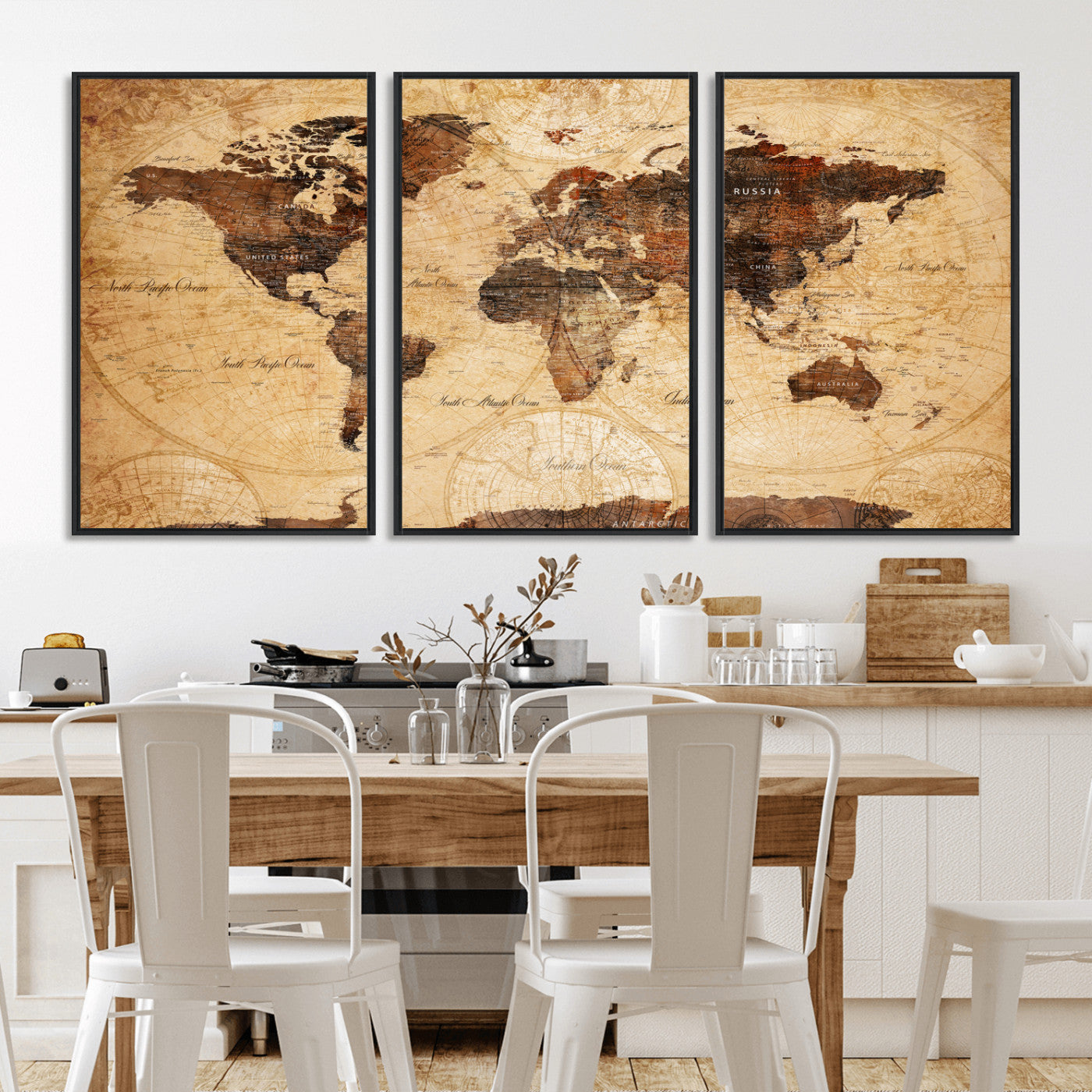 40760475-MGV-CV-36X24 - World Map Wall Art Canvas Print, Modern Decorative Framed Map Artwork Prints for Living Room, Office, Bedroom Wall Decor