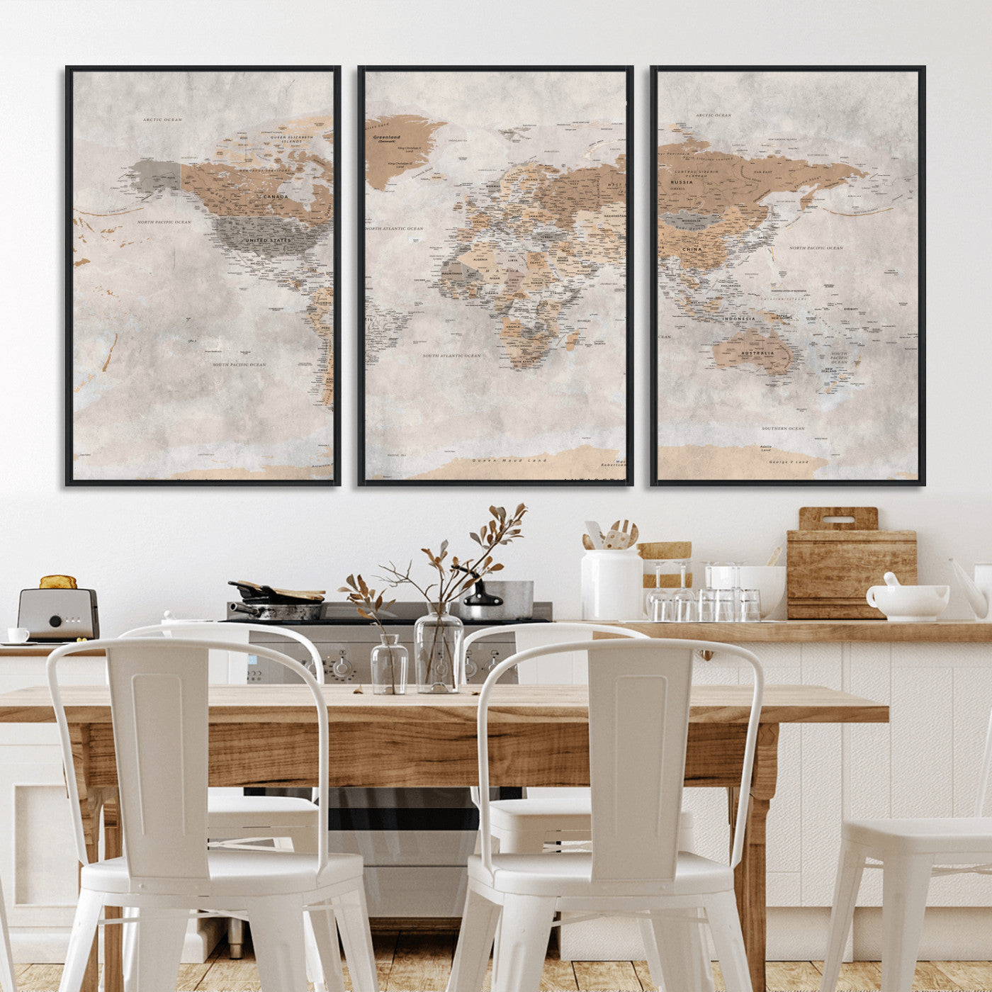 34051638-MGV-CV-36X24 - World Map Wall Art Canvas Print, Modern Decorative Framed Map Artwork Prints for Living Room, Office, Bedroom Wall Decor