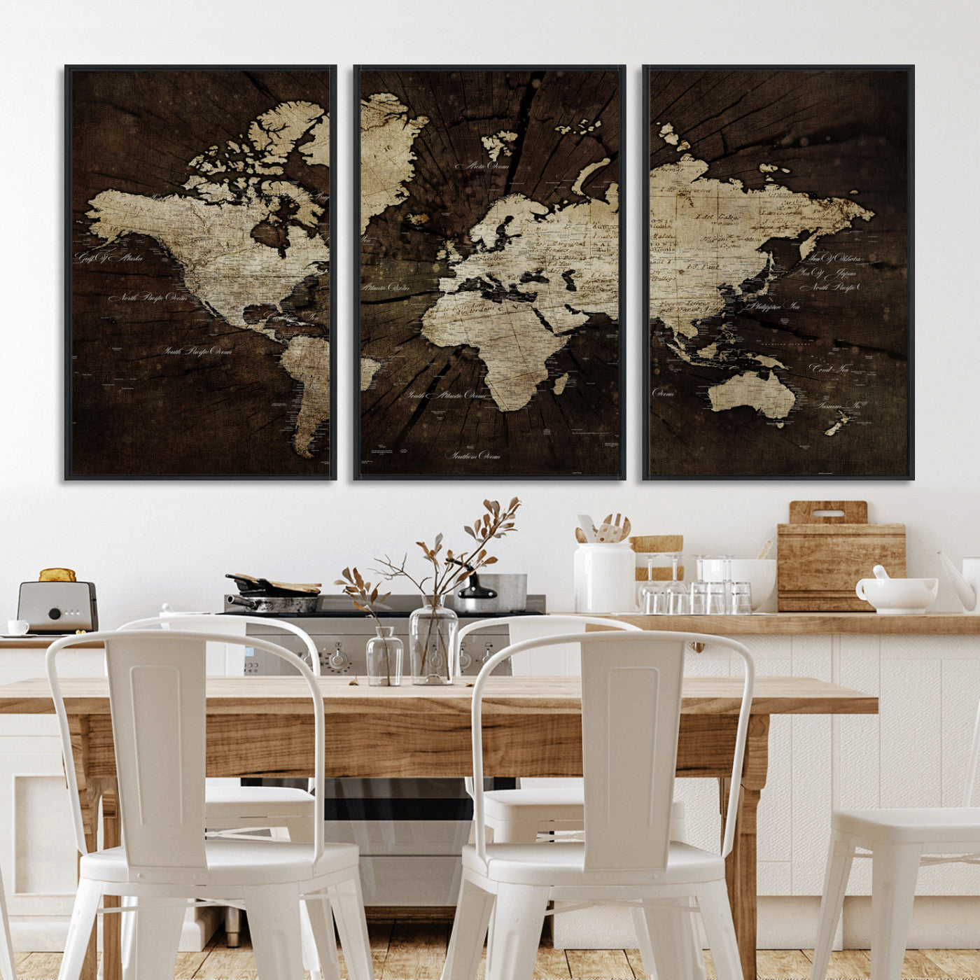 40991509-MGV-CV-36X24 - World Map Wall Art Canvas Print, Modern Decorative Framed Map Artwork Prints for Living Room, Office, Bedroom Wall Decor