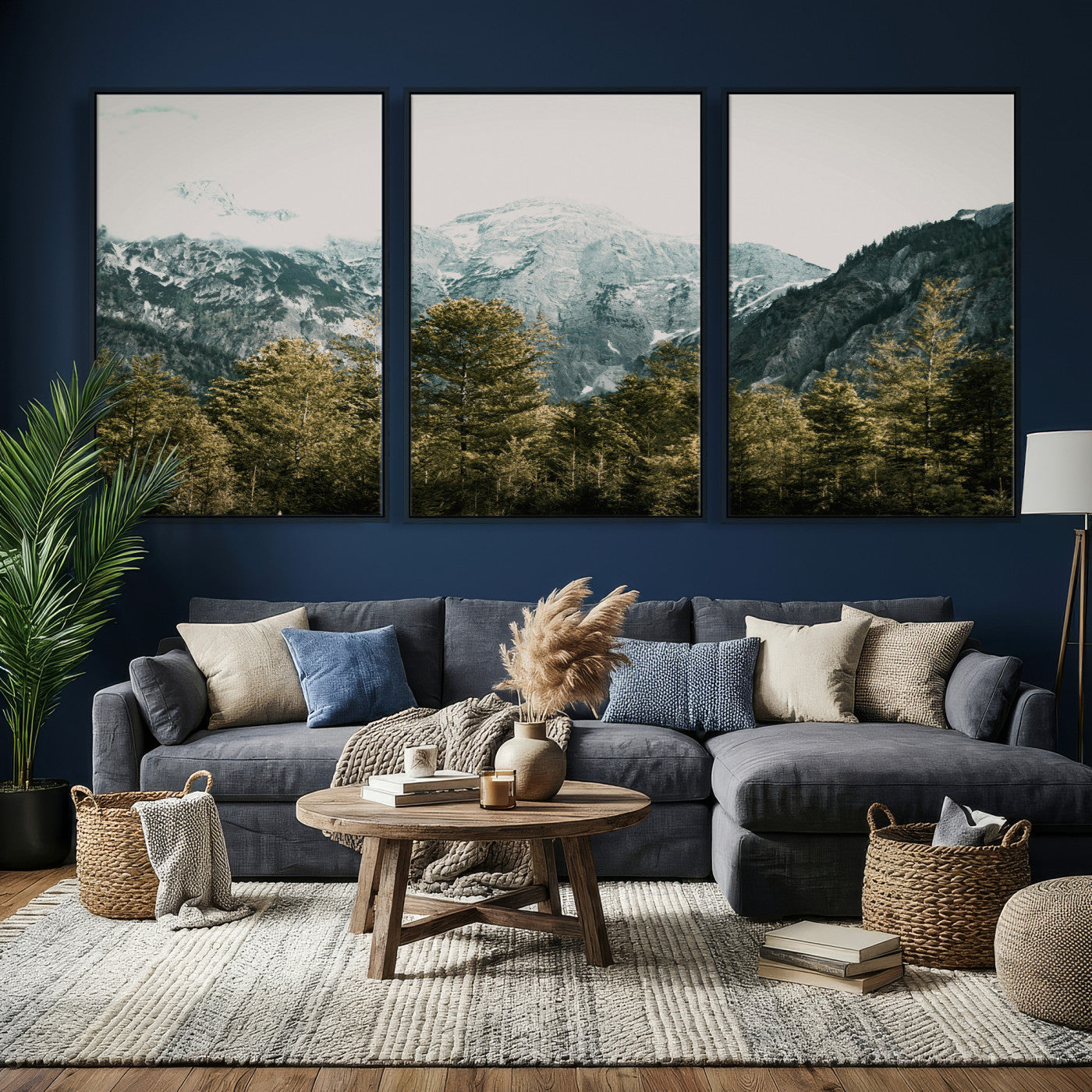 48479662-MGV-CV-36X24 - Mountain Forest Wall Art Canvas Print, Alpine Landscape Nature Photography, Moody Wilderness Wall Decor