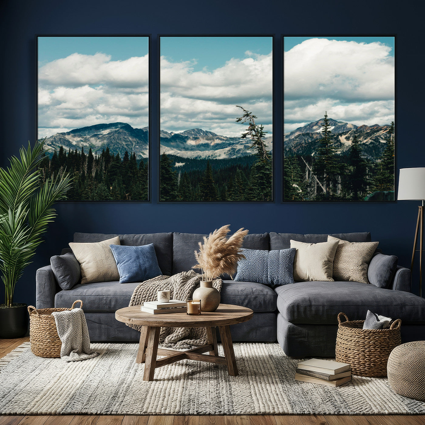 30416773-MGV-CV-36X24 - Mountain Forest Wall Art Canvas Print, Alpine Pine Tree Landscape Photography, Scenic Wilderness Mountain View, Nature Wall Decor