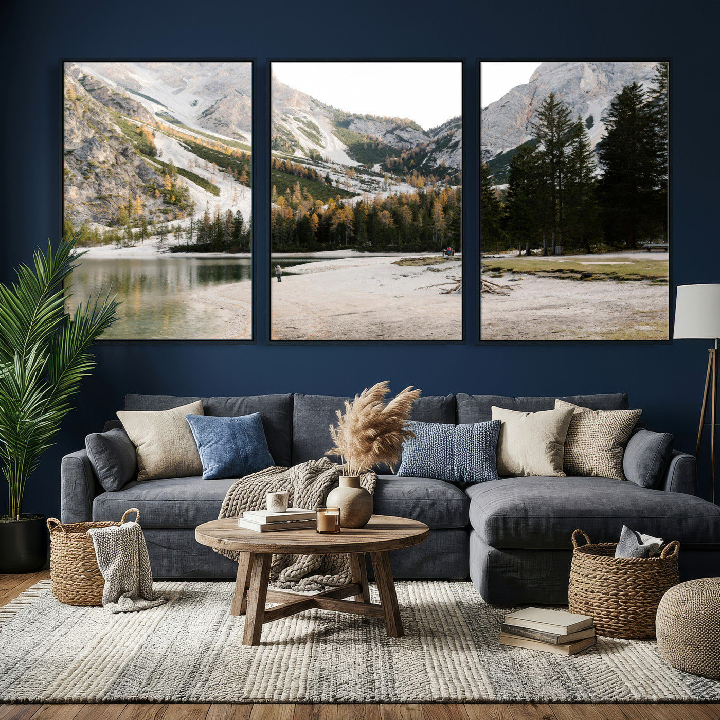 89246758-MGV-CV-36X24 - Lake Braies Alpine Landscape Wall Art Canvas Print, Dolomites Mountain Lake Forest Canvas Print, Italian Alps Scenic Nature Art Printing