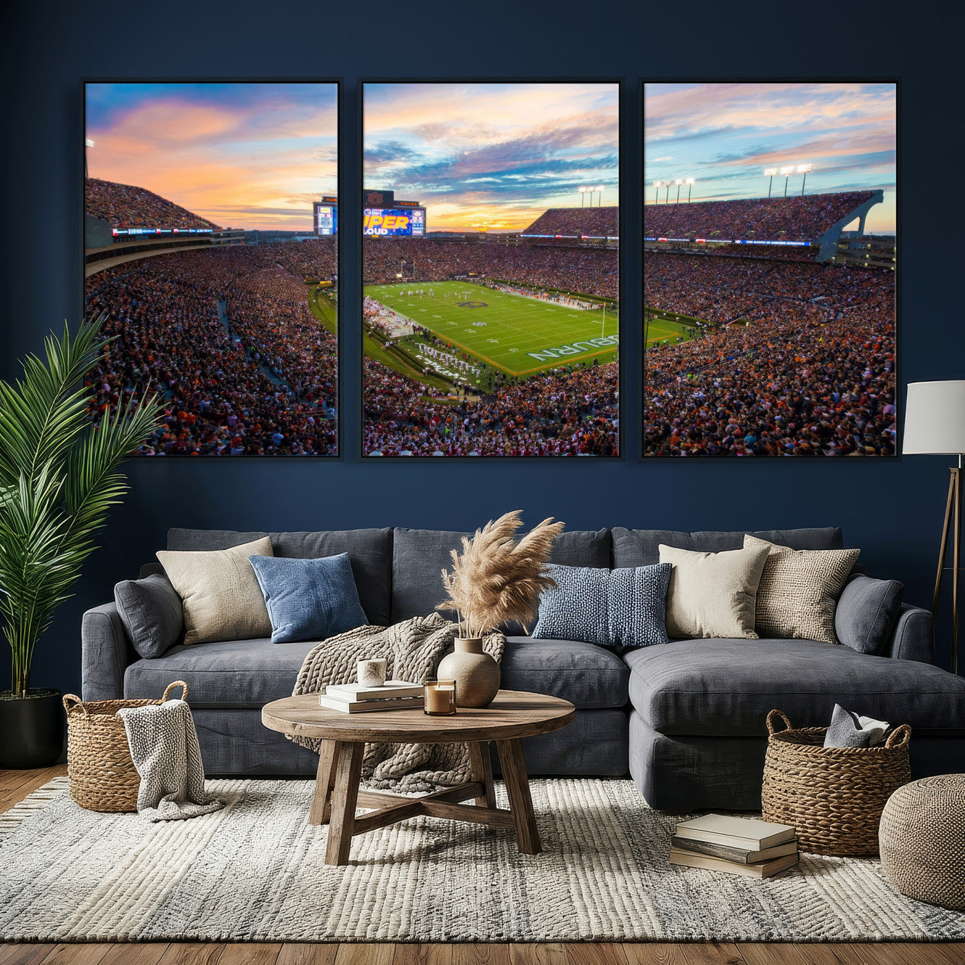 75203764-MGV-CV-36X24 - Auburn Stadium Sunset Wall Art Canvas Print, Jordan Hare Stadium Game Day Crowd, Auburn Tigers Football Artwork