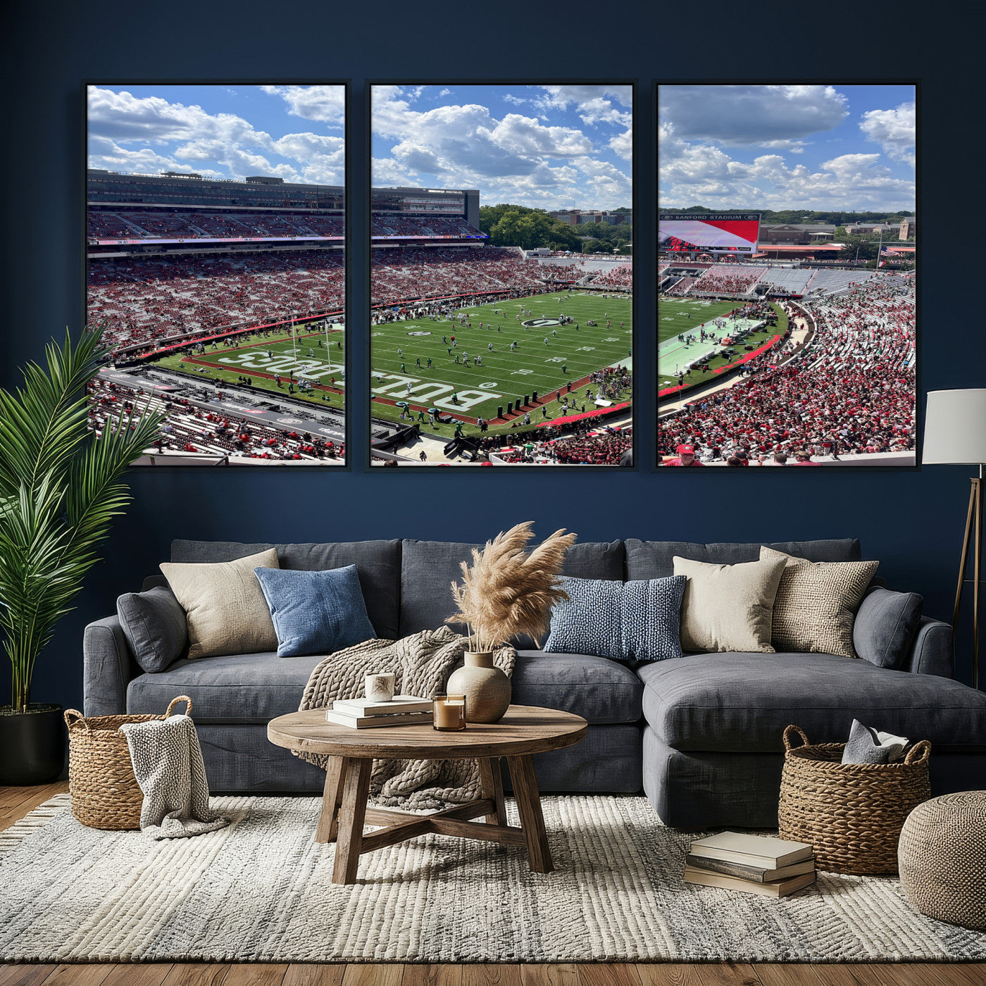10665453-MGV-CV-36X24 - Georgia Bulldogs Stadium Wall Art Canvas Print, Sanford Stadium Football Field Panorama, College Football Game Day Wall Decor