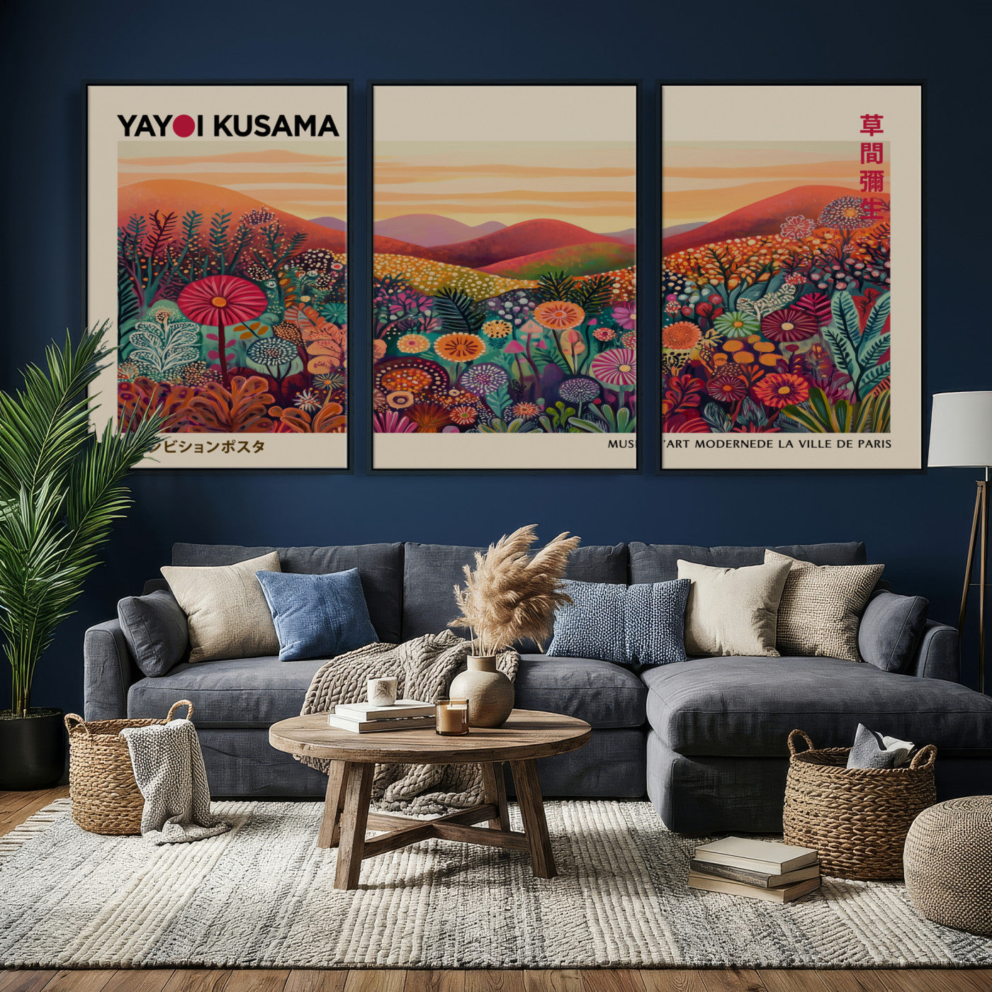 536X9-MGV-CV-36X24 - Yayoi Kusama Colorful Landscape Wall Art Canvas Print – Japanese Contemporary Exhibition Poster Artwork Print