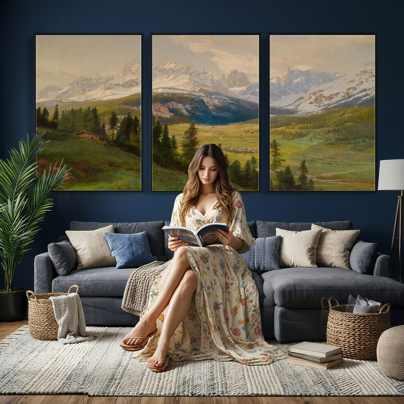 23120262-MGV-CV-36X24 - Konrad Petrides View from Mount Helm Canvas — Austrian Alpine Oil Painting Print | Tyrol Dolomites Mountain Wall Art | Vintage Landscape Gift