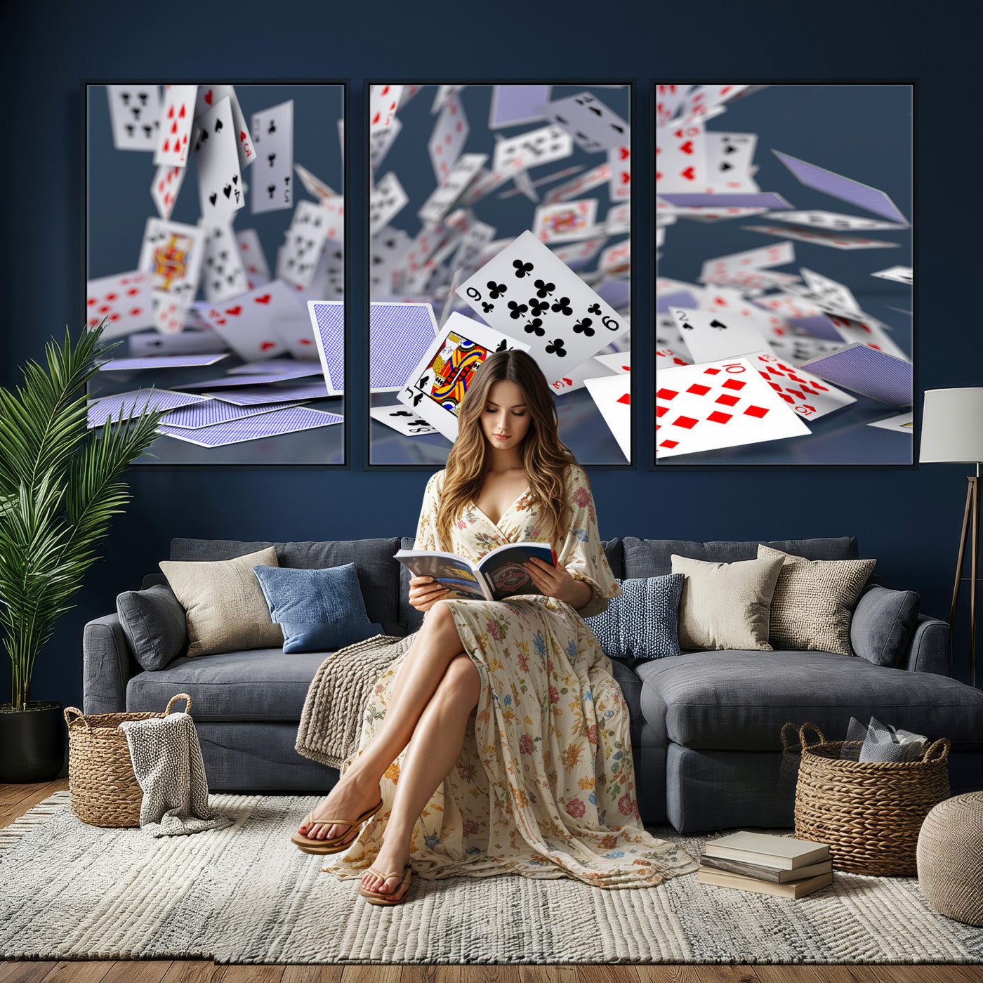66392185-MGV-CV-36X24 - Playing Cards Canvas Wall Art | Casino Game Room Decor, Poker Decor Art