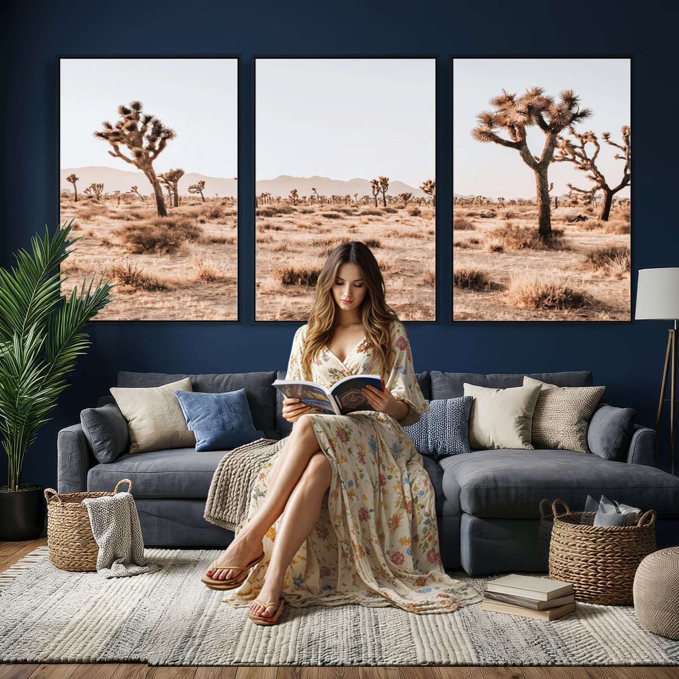 33549408-MGV-CV-36X24 - Joshua Tree Desert Canvas Wall Art Print - Desert Landscape Photography, Boho Southwest Wall Decor, Nature Canvas, Ready to Hang