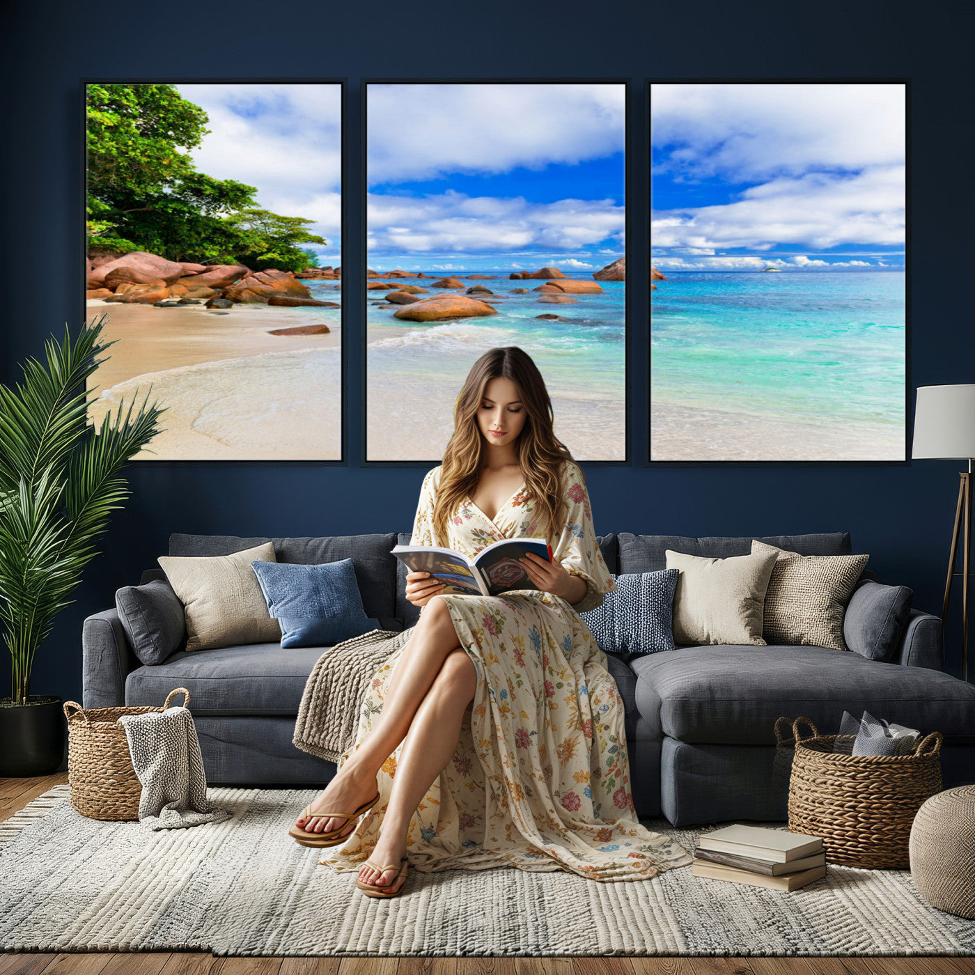 81980382-MGV-CV-36X24 - Seychelles Beach Canvas Wall Art - Anse Intendance Turquoise Ocean Print
