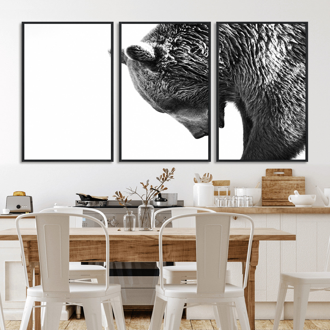 -Black and White Grizzly 399 Bear Canvas Print Wall Art | Large Wildlife Canvas Print for Living