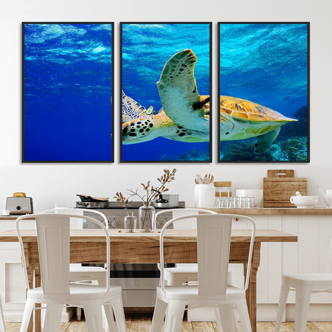 16292-MGV-FC-60X30-3P_Black-Sea Turtle Wall Art Canvas Print, Sea life in the Ocean Wall Art Printing