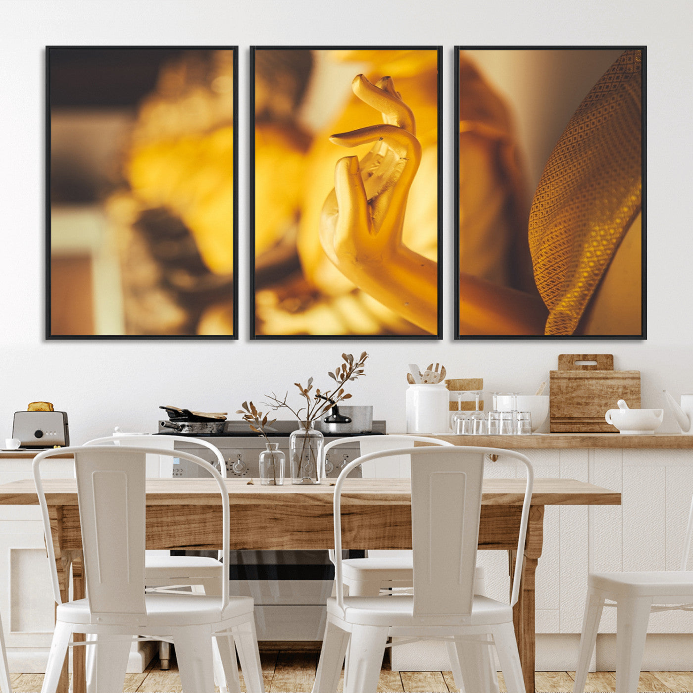 -Gold Buddha Statue Hands Wall Art Canvas Print