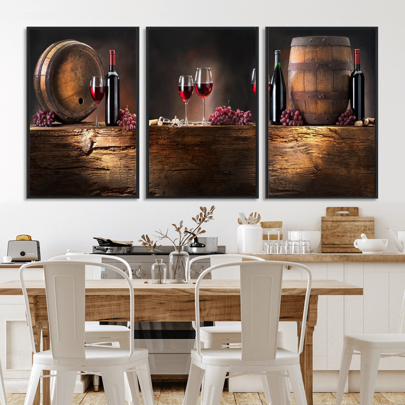 -Wine and Barrels Wall Art Canvas Print