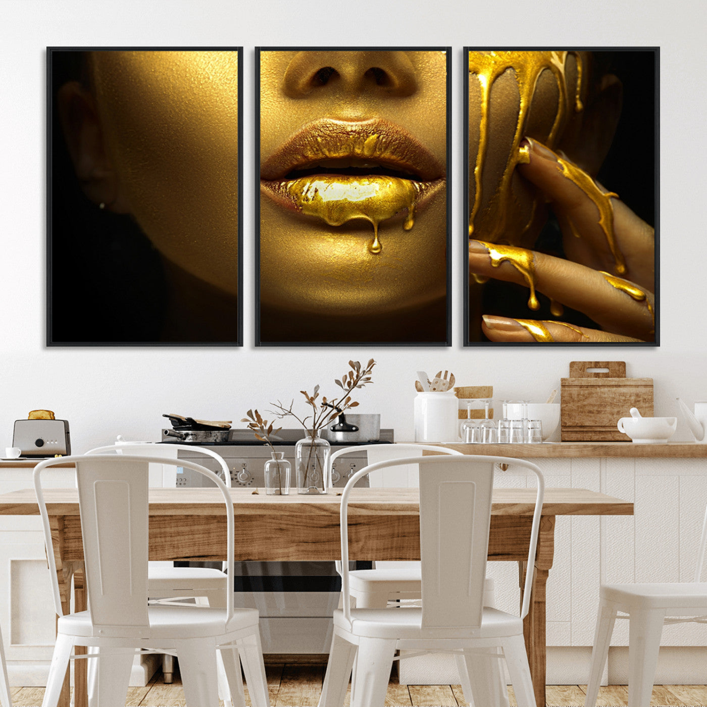 -Gold and Women Wall Art Canvas Print