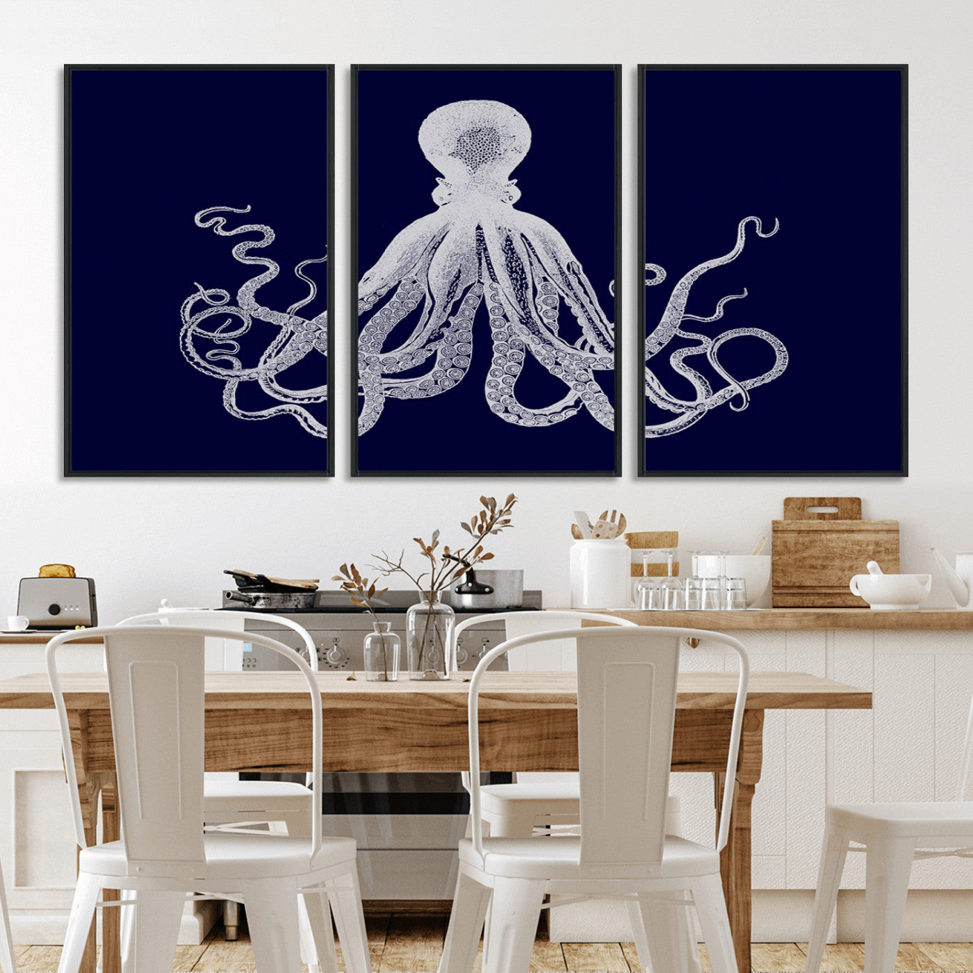 11865-MGV-FC-60X30-3P_Black-Blue Octopus Wall Art Canvas Print