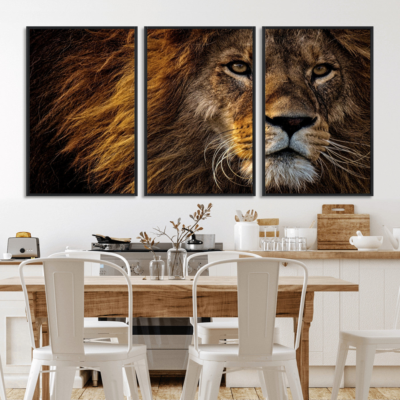 -Mighty Lion Wall Art Canvas Print – Majestic Animal Portrait Artwork for Home, Office, Living Room, Guest Room