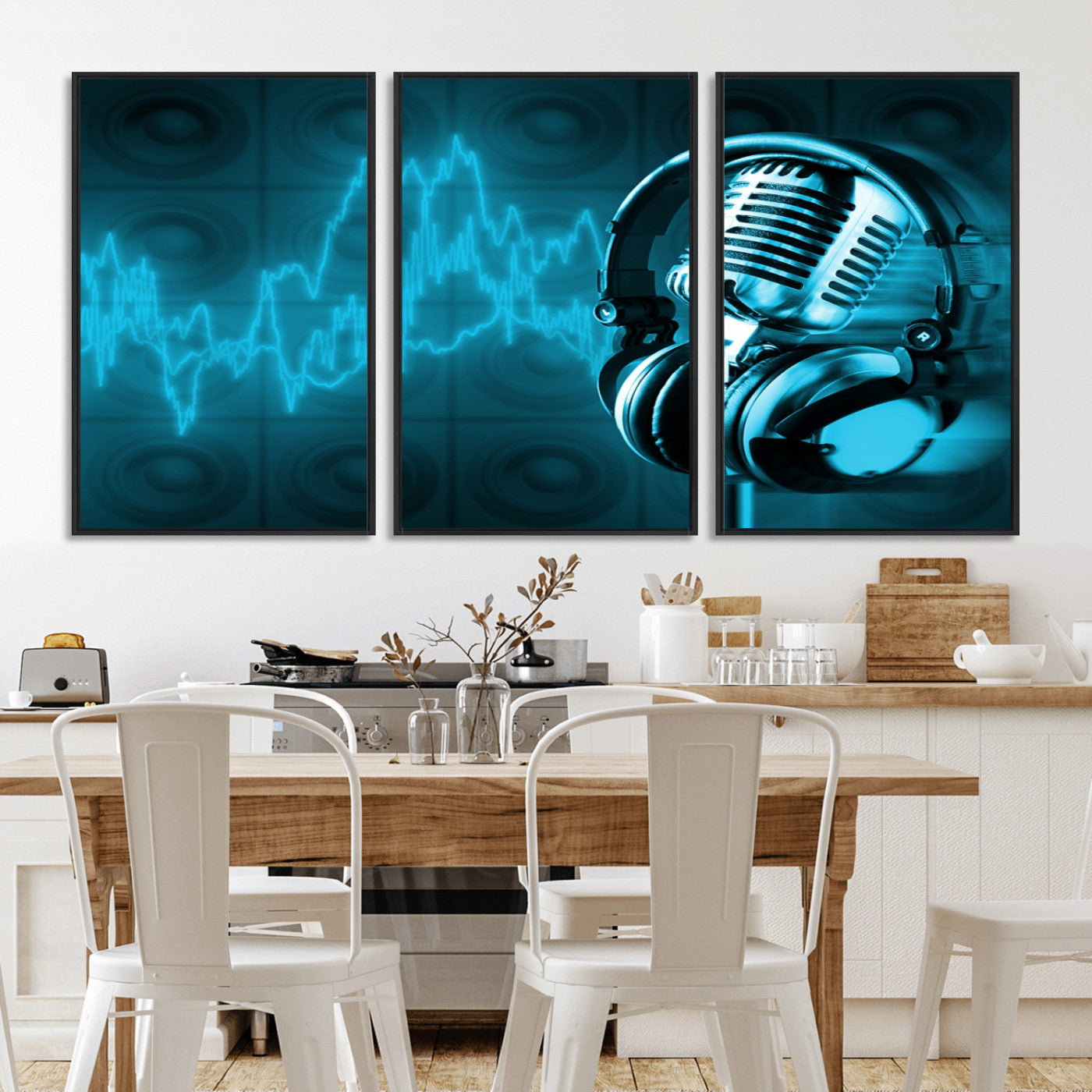 -Music and Microphone Wall Art Canvas Print