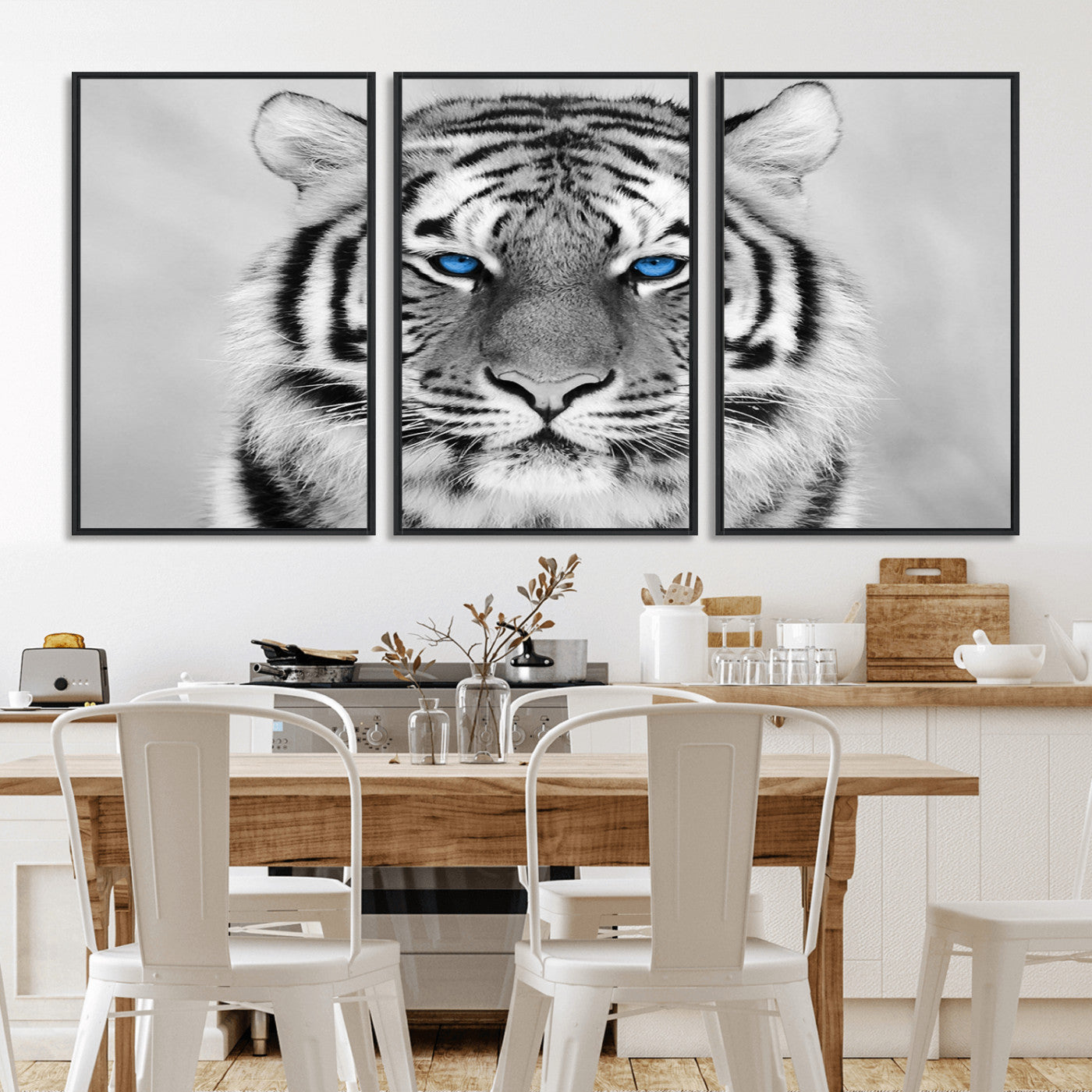 -Black and White Tiger Wall Art Animal Canvas Print