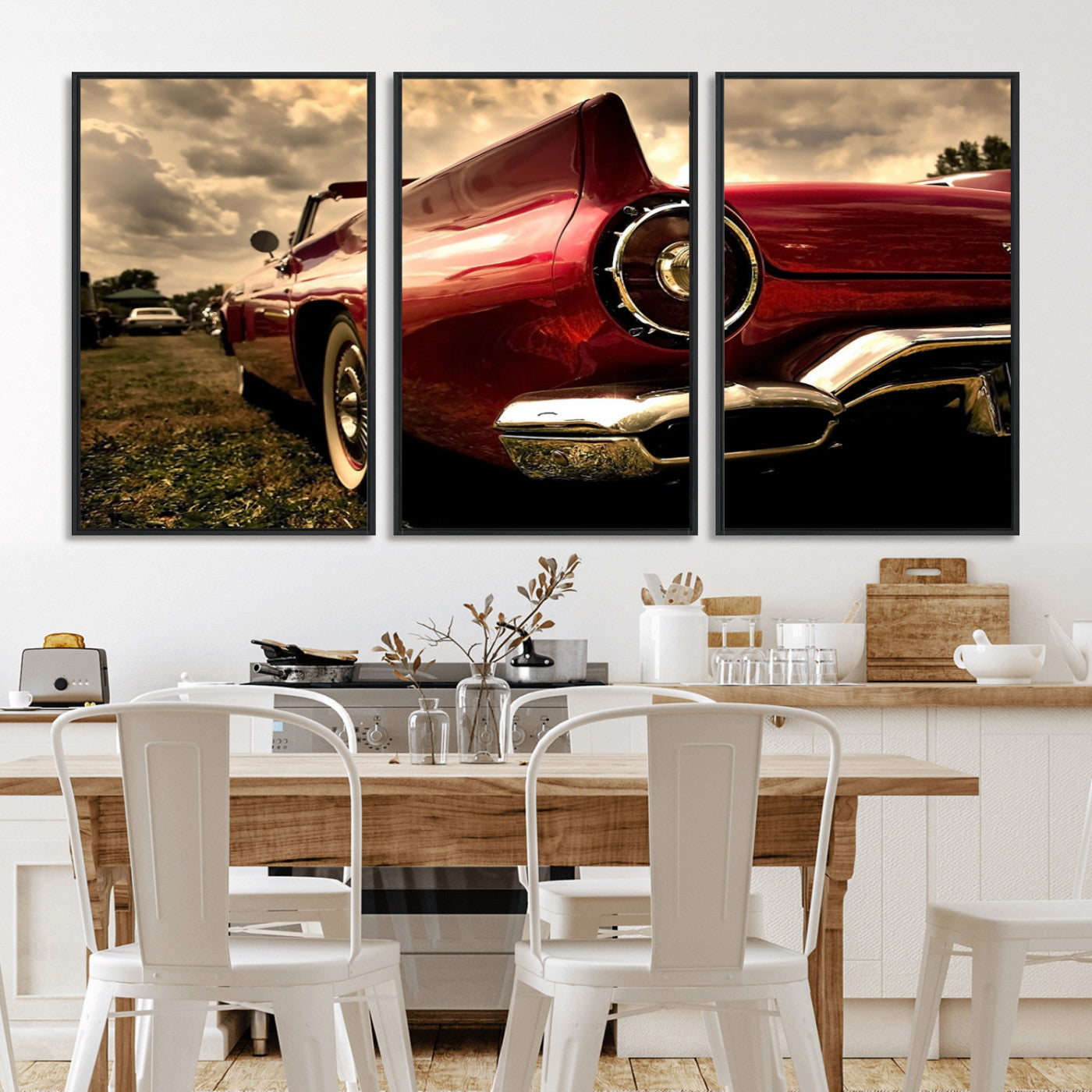 -Red Classic Car Wall Art Canvas Print