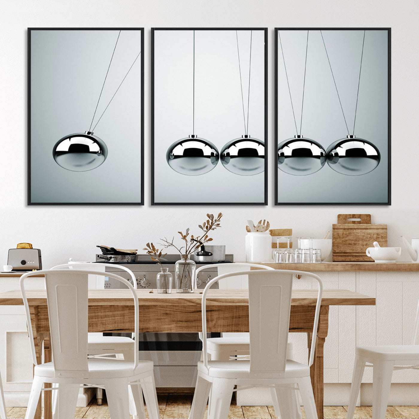 -Newton's Cradle Wall Art Canvas Print, Framed Newton Cradle Wall Art