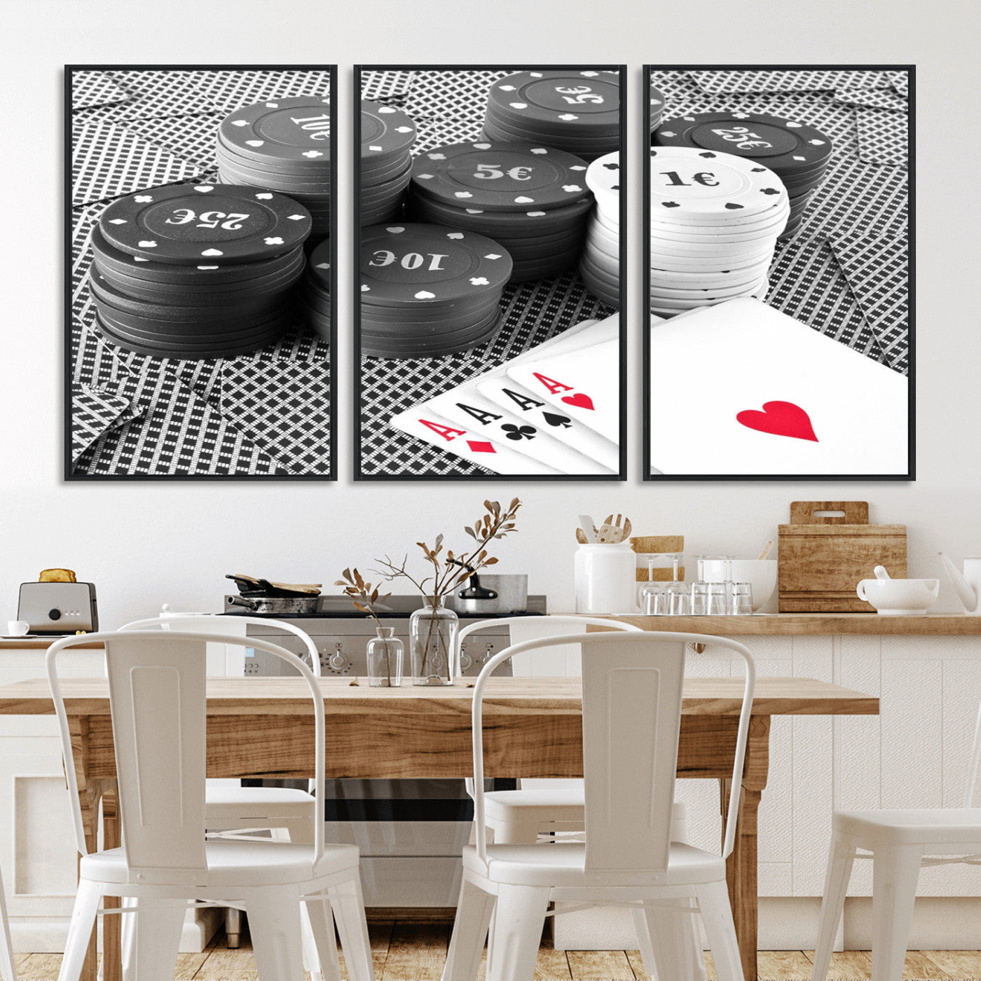 -Poker Game Cards Wall Art Canvas, Multi Panel Wall Art Canvas Print