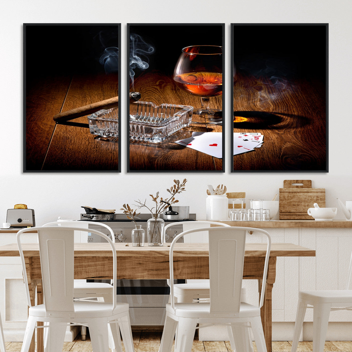 -Whiskey Cigar Wall Art Canvas Print Kitchen Wall