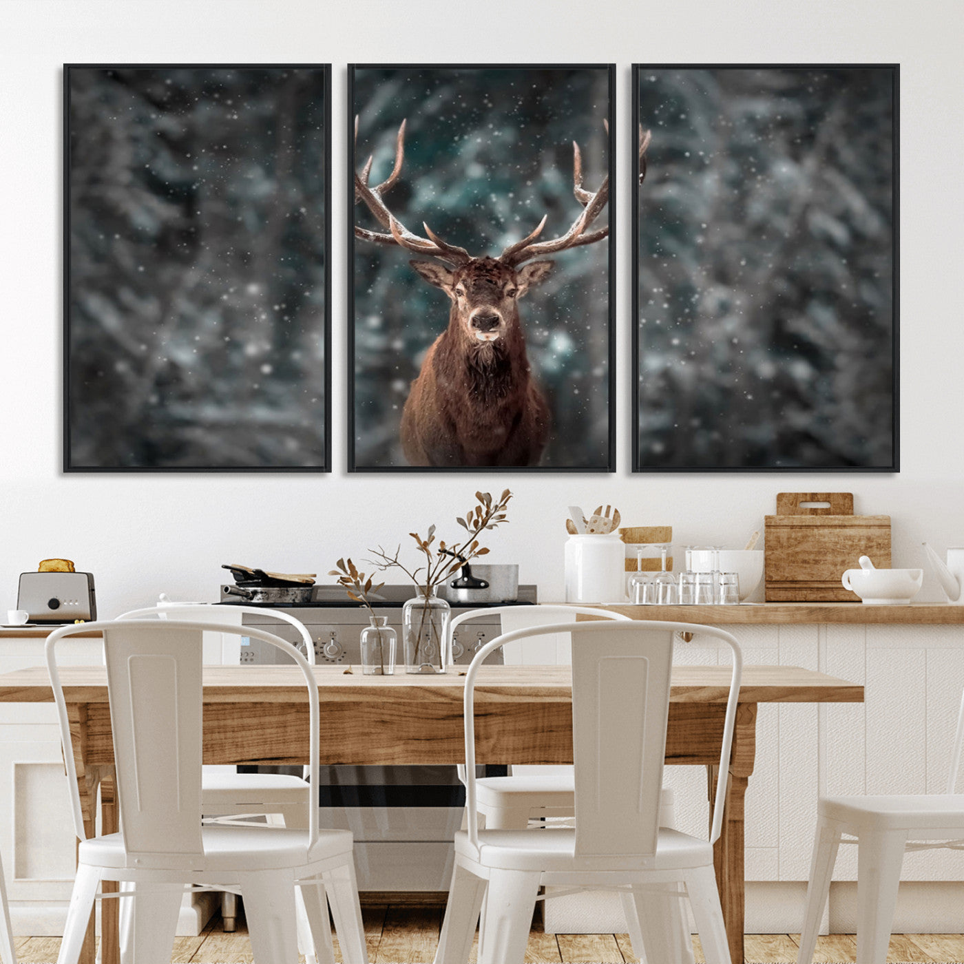 -Wall Art Deer Art Animal Canvas, Framed Wall Art Deer Canvas Print