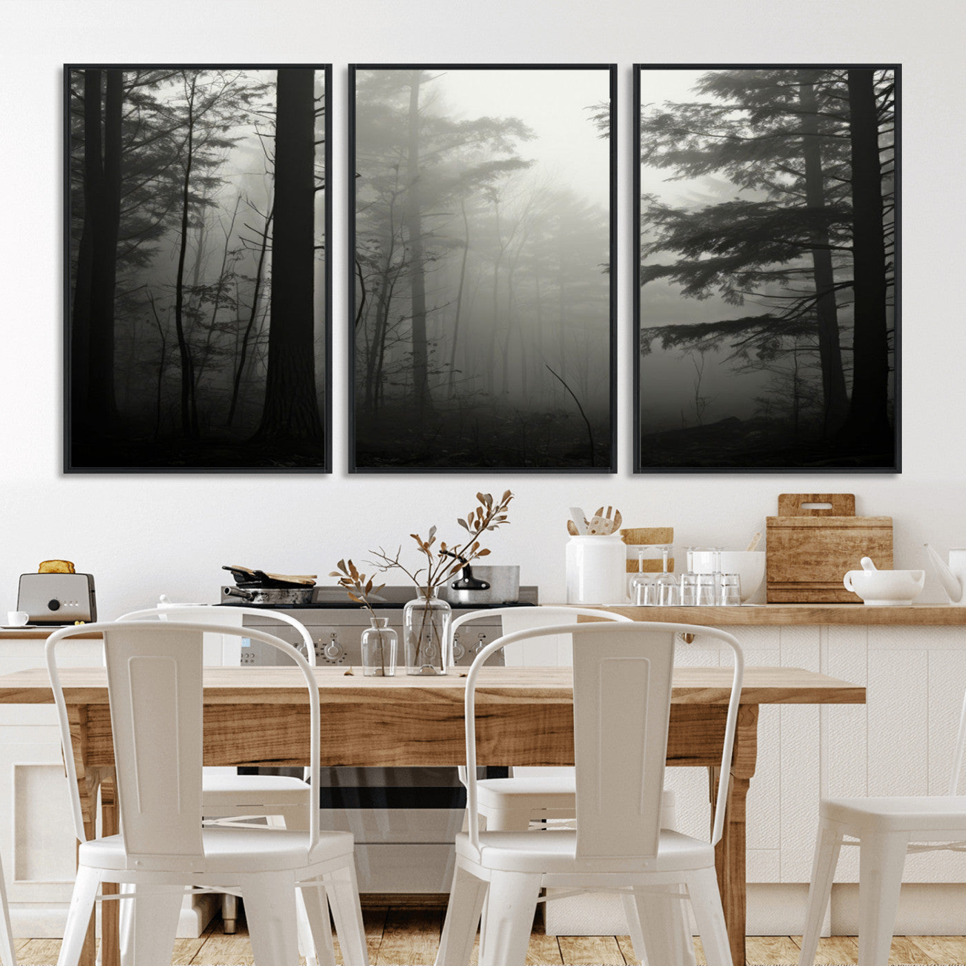 -Misty Forest Wall Art Premium Canvas Print a Foggy and Serene Atmosphere - Nature Wall Art