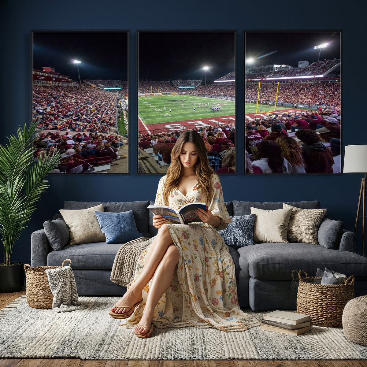 56191-MGV-CV-36X24 - Washington Grizzly Stadium American Football Wall Art Canvas Print, Sports Wall Art Print, Game Room Decor-1