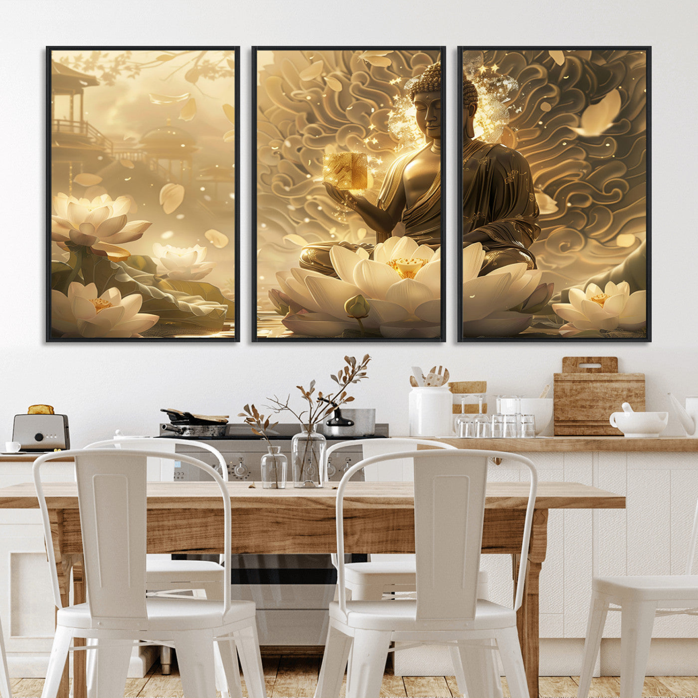 -Golden Buddha Wall Art | Yoga Room Decor and Meditation Room Wall Art | Framed and Ready to Hang