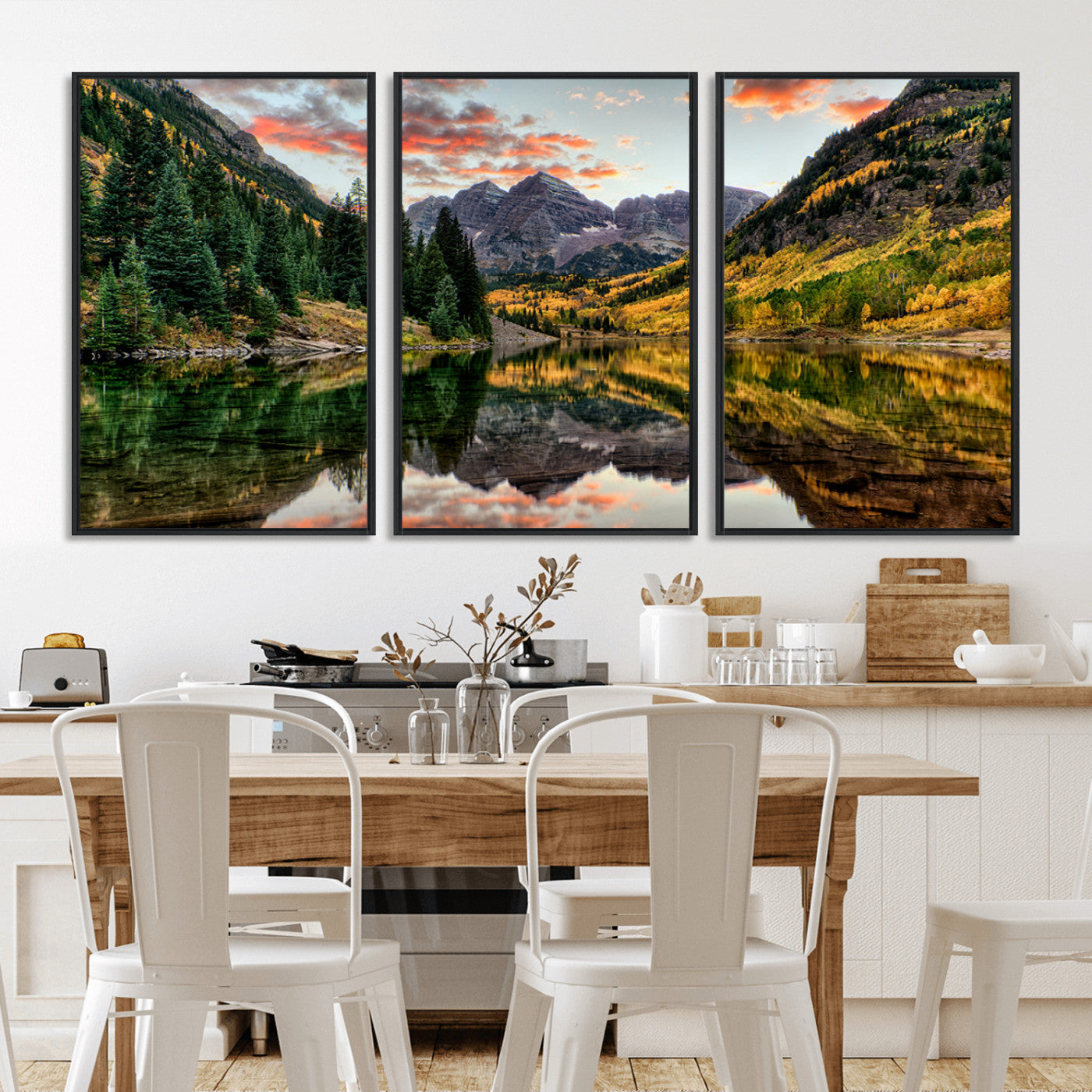 14376-MGV-CV-36X24-Maroon Bells Wall Art - Scenic Canvas Print of Maroon Bells in Autumn for Elegant Home or Office